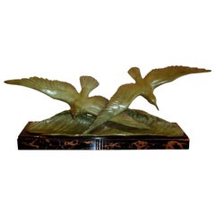 Georges H. Laurent Signed Art Deco Period Two Seagulls Bronze Sculpture, 1930