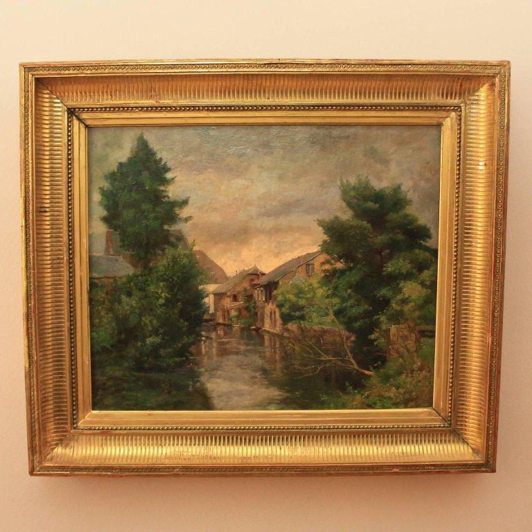 Georges Henri Bilhaut (1882-1963) /France: Painting 'Small Hamlet before a Storm', Early 19th Century

An evocative scene of a French Val de Lou small village at the banks of a river just before a storm, signed at the lower right corner. Oil on