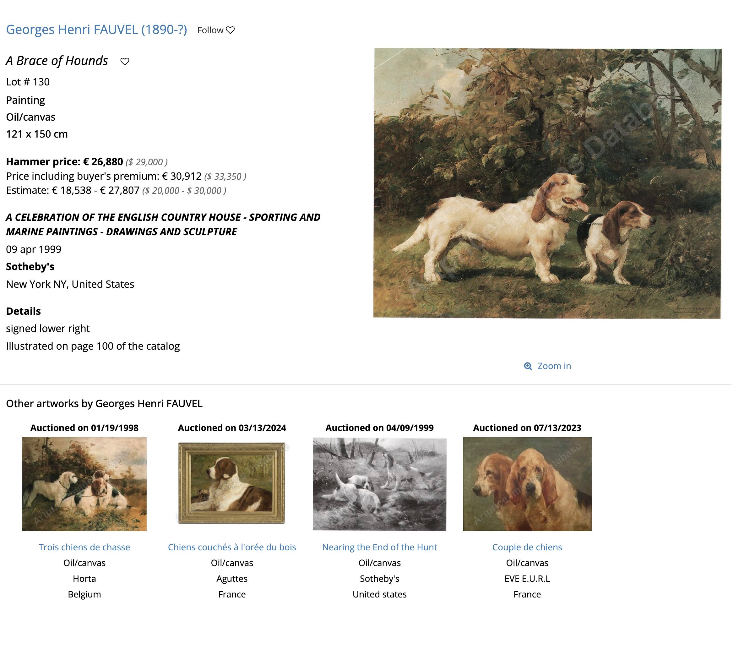 Peinture à l'huile sur toile, Chiens de chasse par George Hunt Fauvel en vente 2