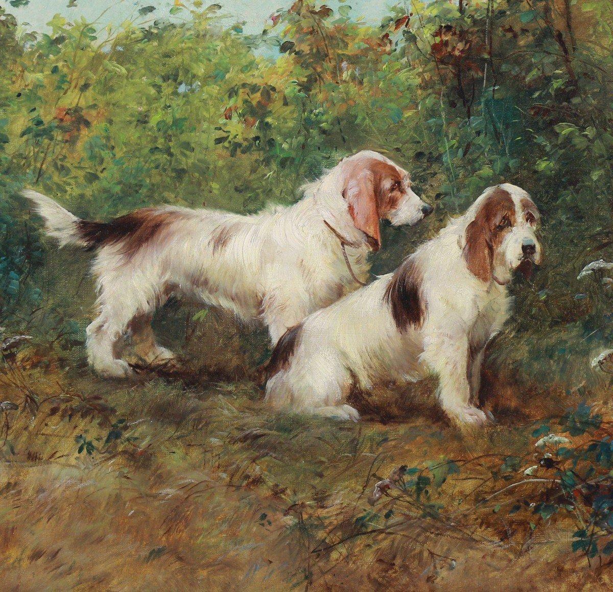 Oil Painting On Canvas, Hunting Dogs Basset Griffon Vendéen For Sale 1