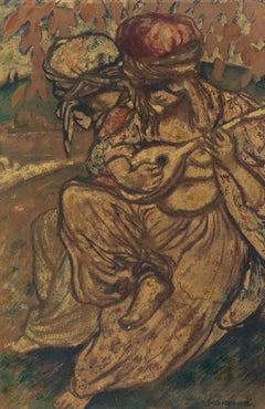 Femme à la mandoline by Georges Manzana Pissarro - Mixed media on paper