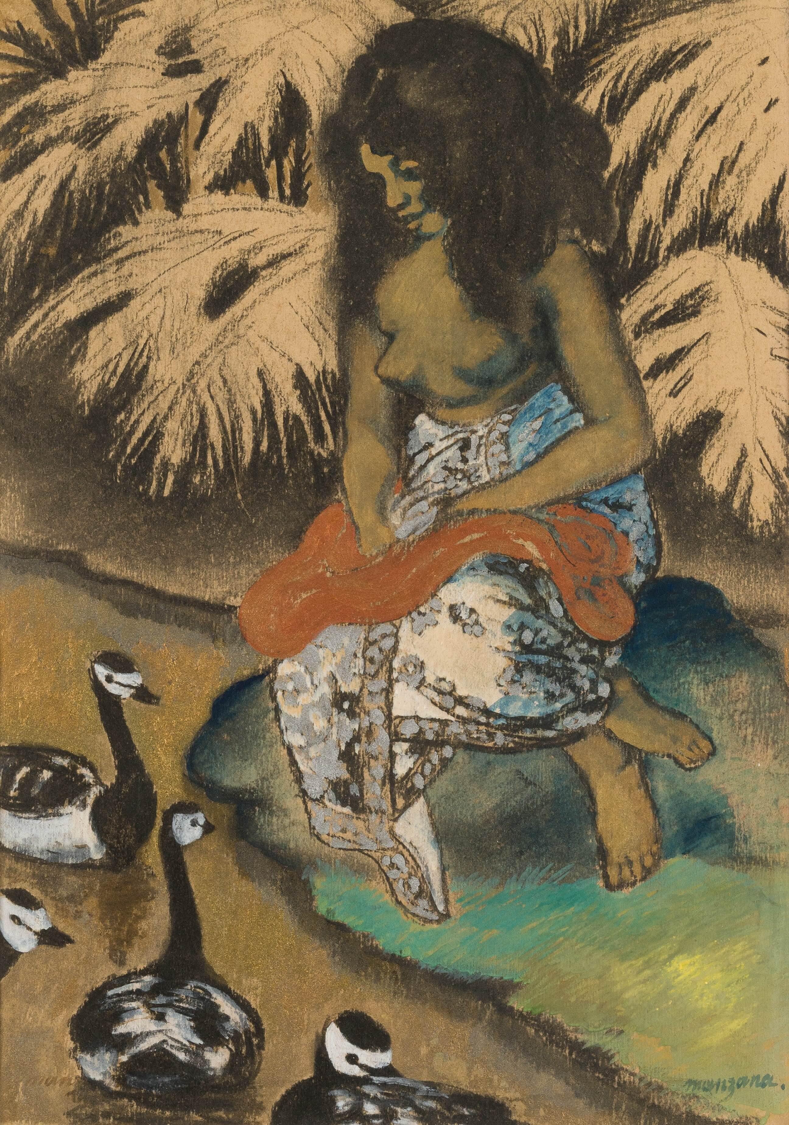 La jeune Tahitienne by Georges Manzana Pissarro - Mixed Media Art by Georges Henri Manzana Pissarro