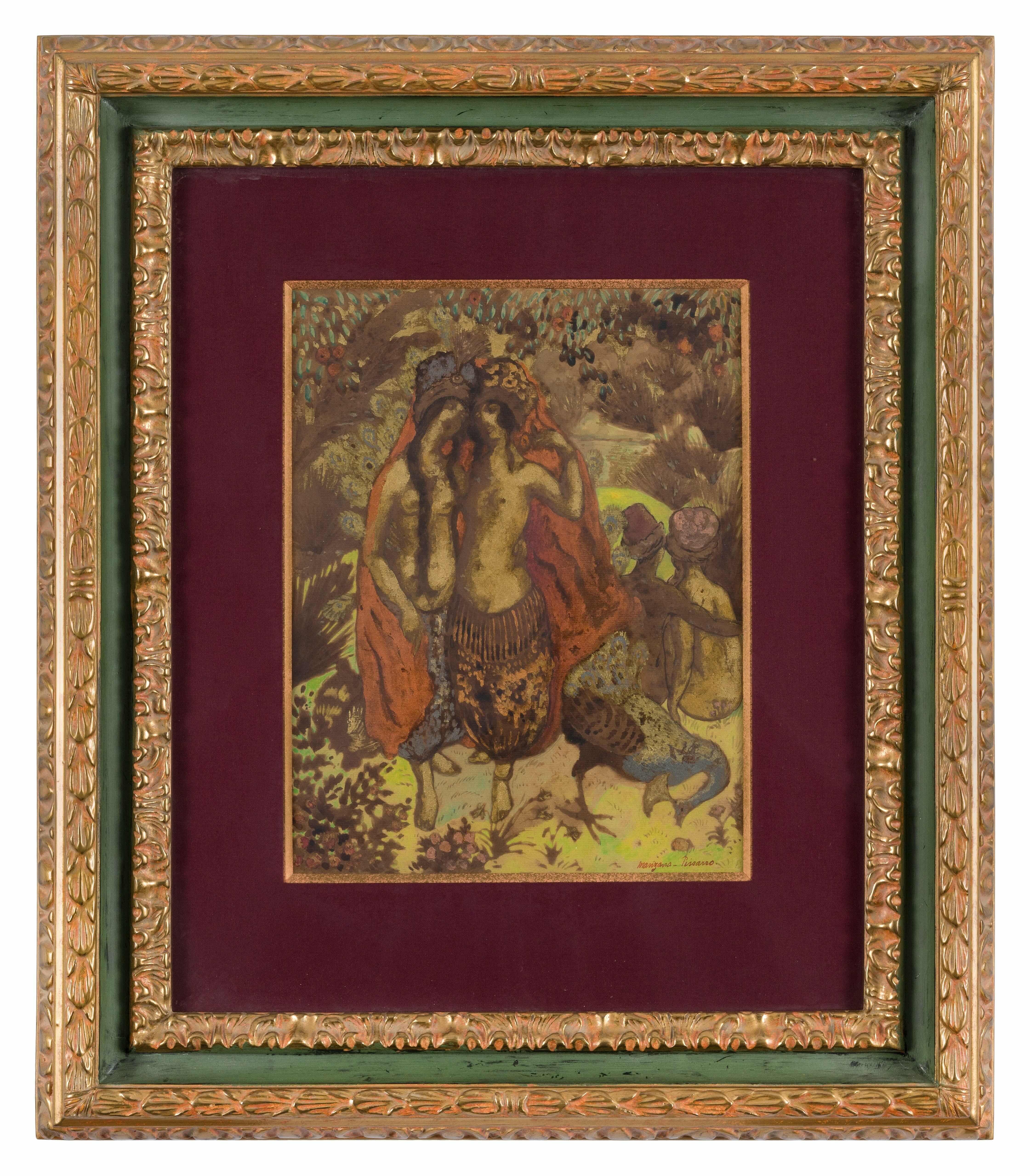 Les Orientales de Georges Manzana Pissarro (1871-1961)
Technique mixte et or sur papier
31 x 24 cm (12 ¹/₄ x 9 ¹/₂ pouces)
Signé en bas à droite, manzana-Pissarro.

Cette œuvre est accompagnée d'un certificat d'authenticité de Lélia Pissarro.