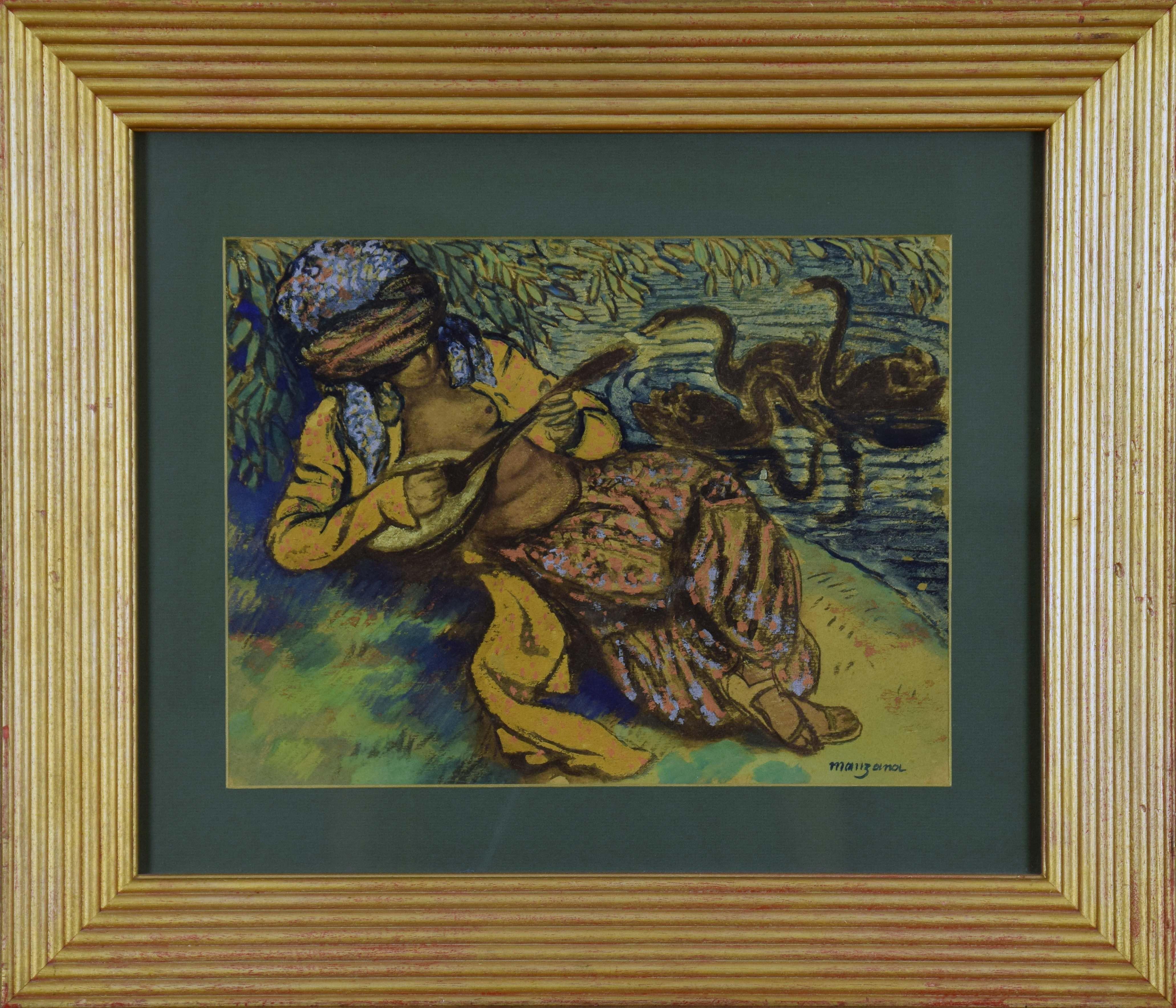 L'Orientale à la Mandoline von GEORGES MANZANA PISSARRO - Orientalische Kunst – Art von Georges Henri Manzana Pissarro