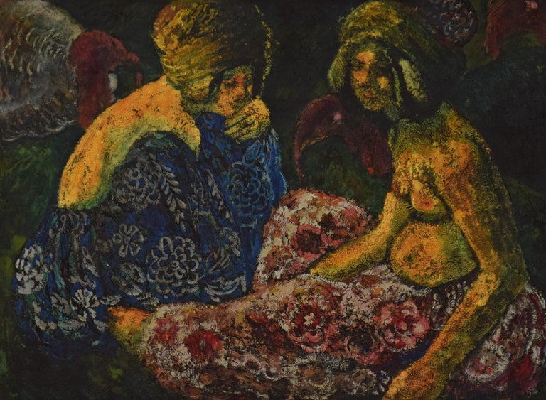 Georges Henri Manzana Pissarro Figurative Painting - Scène Orientaliste, Deux Femmes Assises et Dindons by Georges Manzana Pissarro
