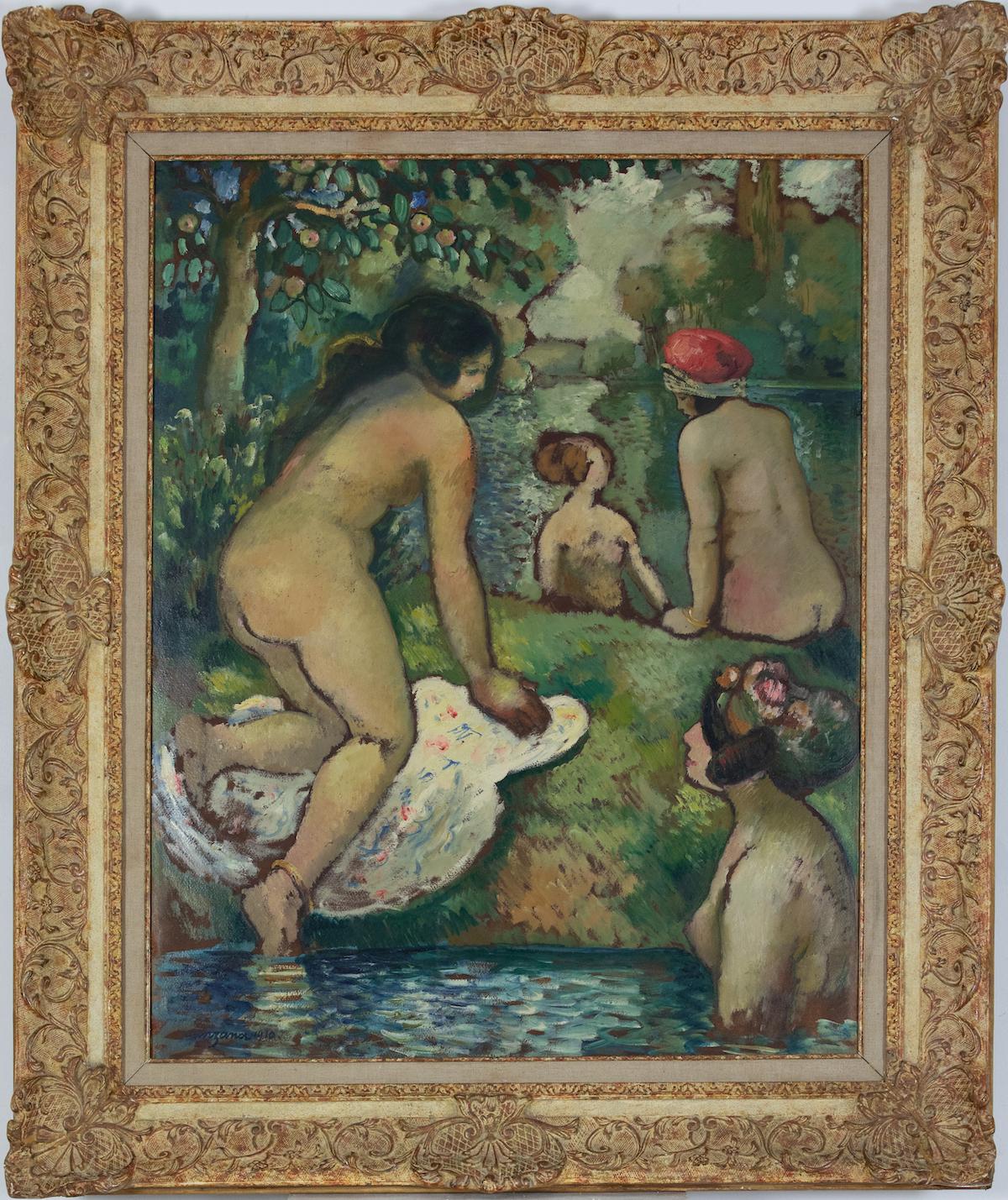 Baigneuses en Bord de Rivière by Georges Manzana Pissarro - Nude painting - Painting by Georges Henri Manzana Pissarro
