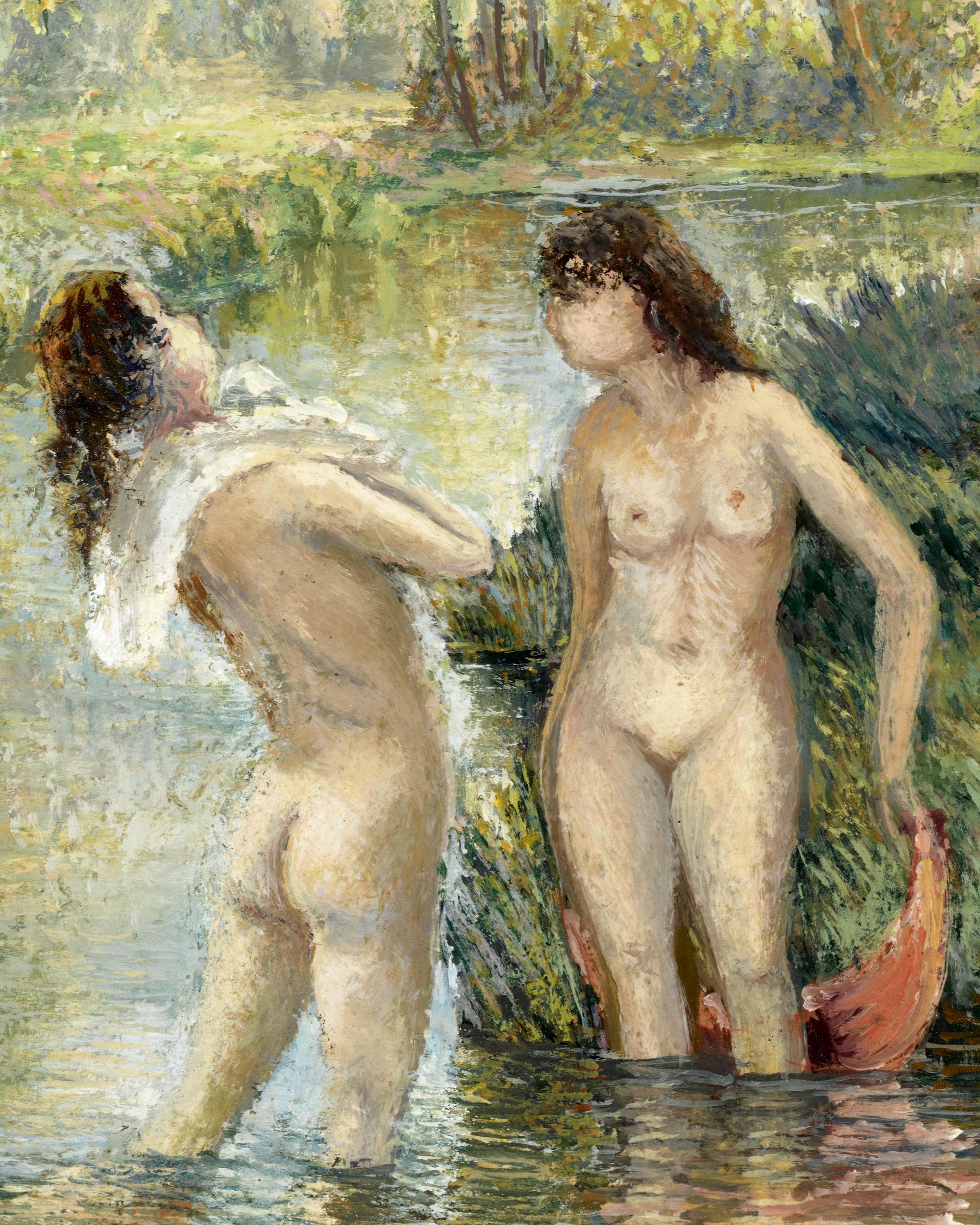 Bathers - Post-Impressionist Painting by Georges Henri Manzana Pissarro