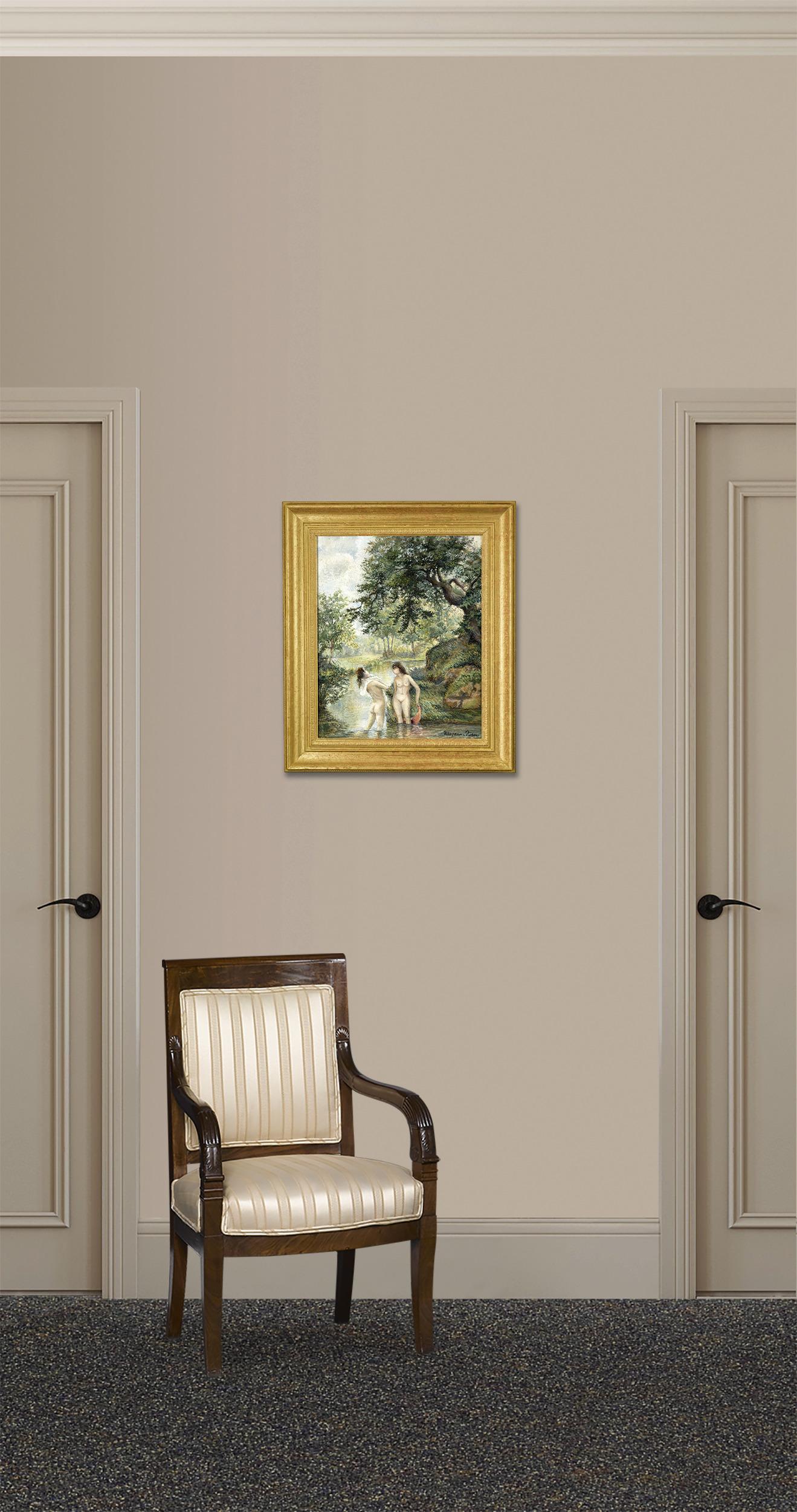 In dieser ruhigen Szene des französischen Künstlers Georges Manzana Pissarro sind die Merkmale des impressionistischen Stils deutlich zu erkennen. Manzana, der Sohn des großen Impressionisten Camille Pissarro, hat sein Handwerk von seinem Vater