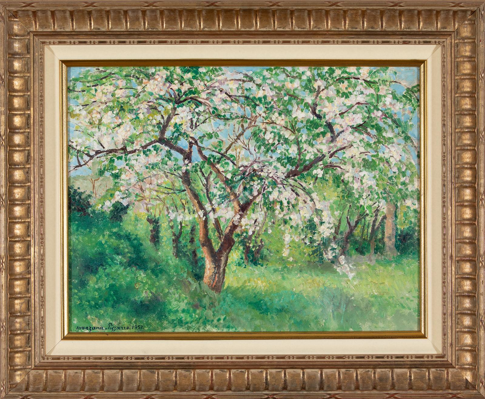 Cerisier en Fleurs by Georges Manzana Pissarro - Landscape oil painting - Painting by Georges Henri Manzana Pissarro