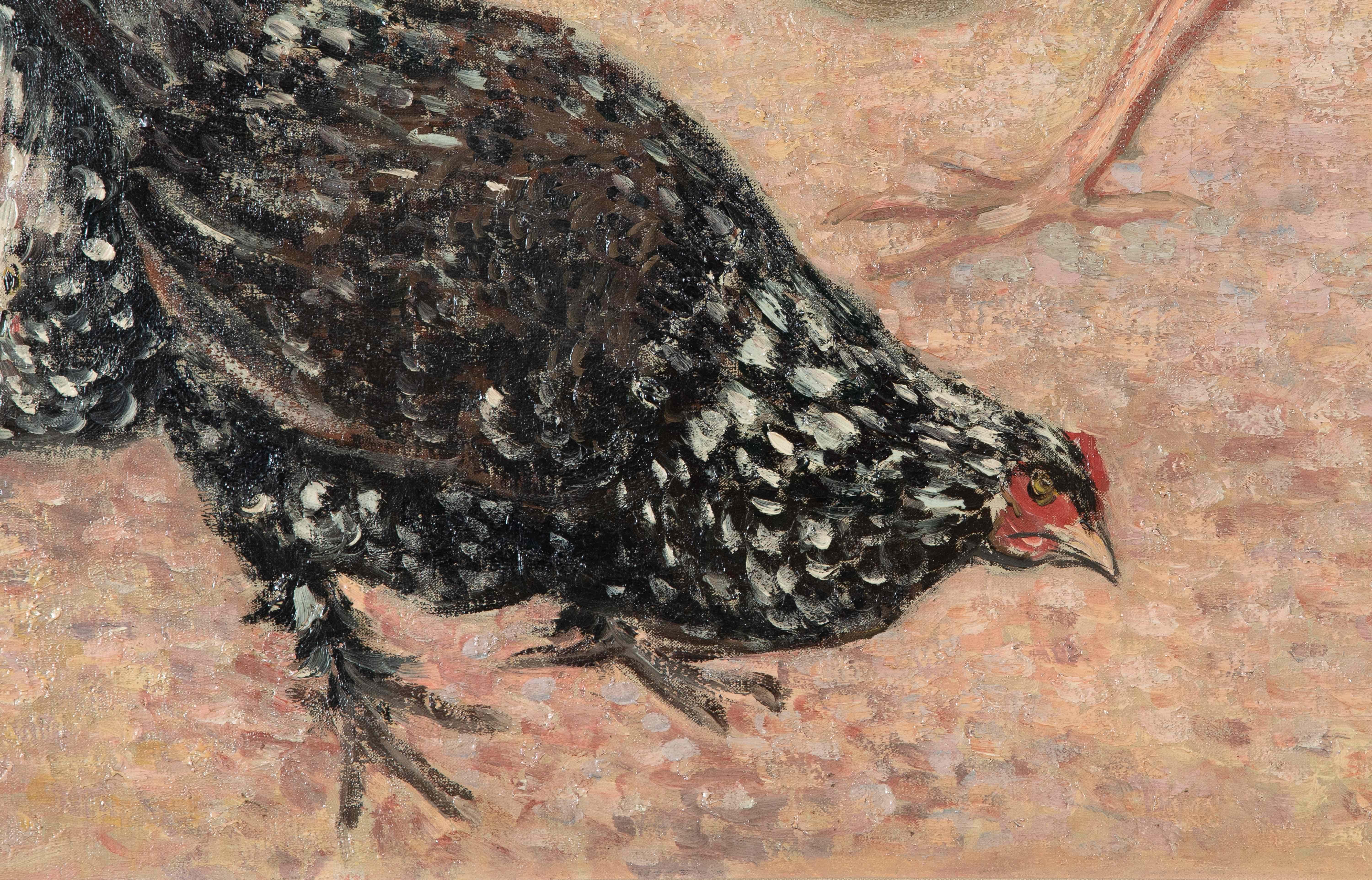 Coq et poules von Georges Manzana Pissarro – Tier, Ölgemälde im Angebot 1