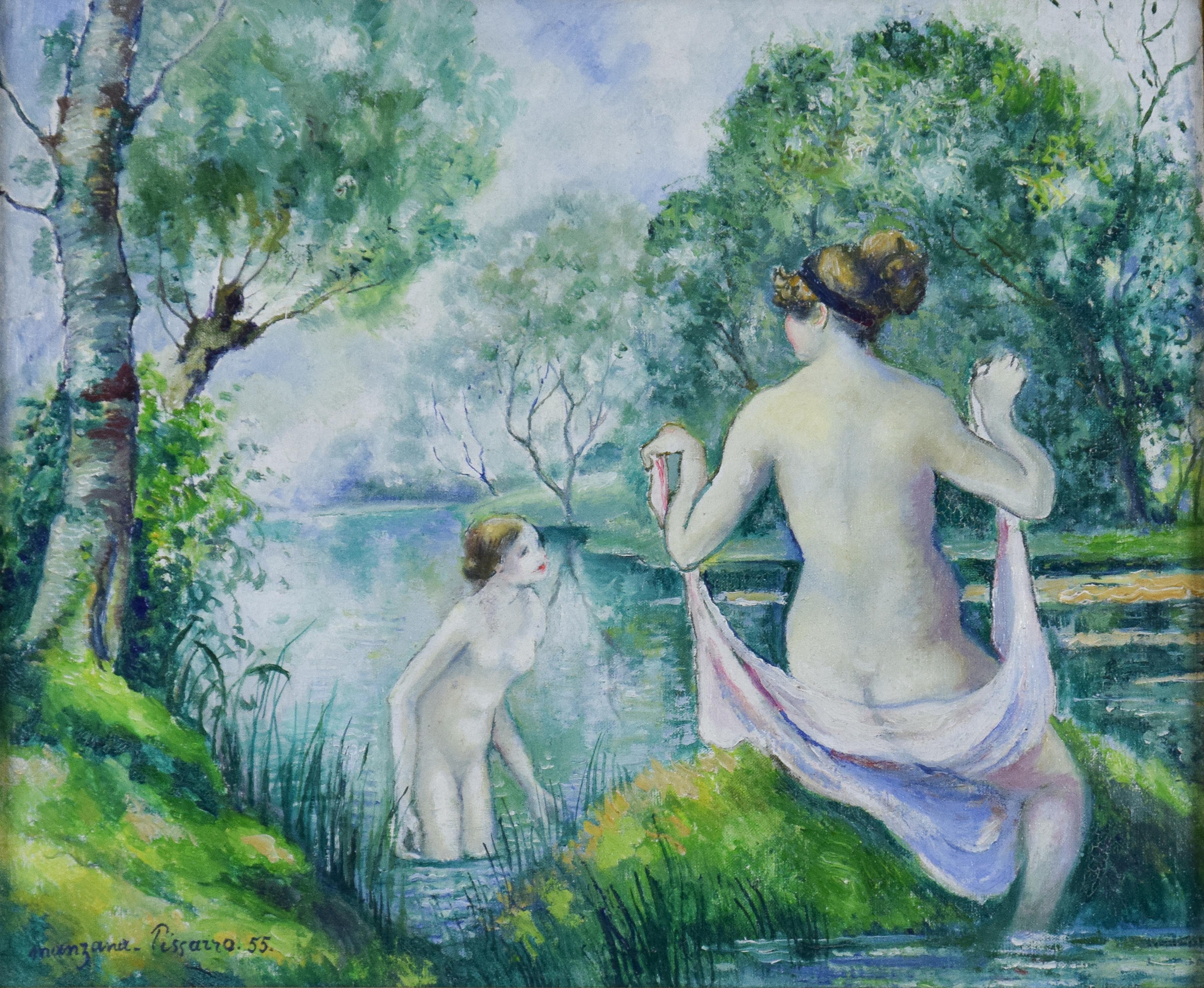 Deux Baigneuses dans un Paysage by GEORGES MANZANA PISSARRO - Bathers