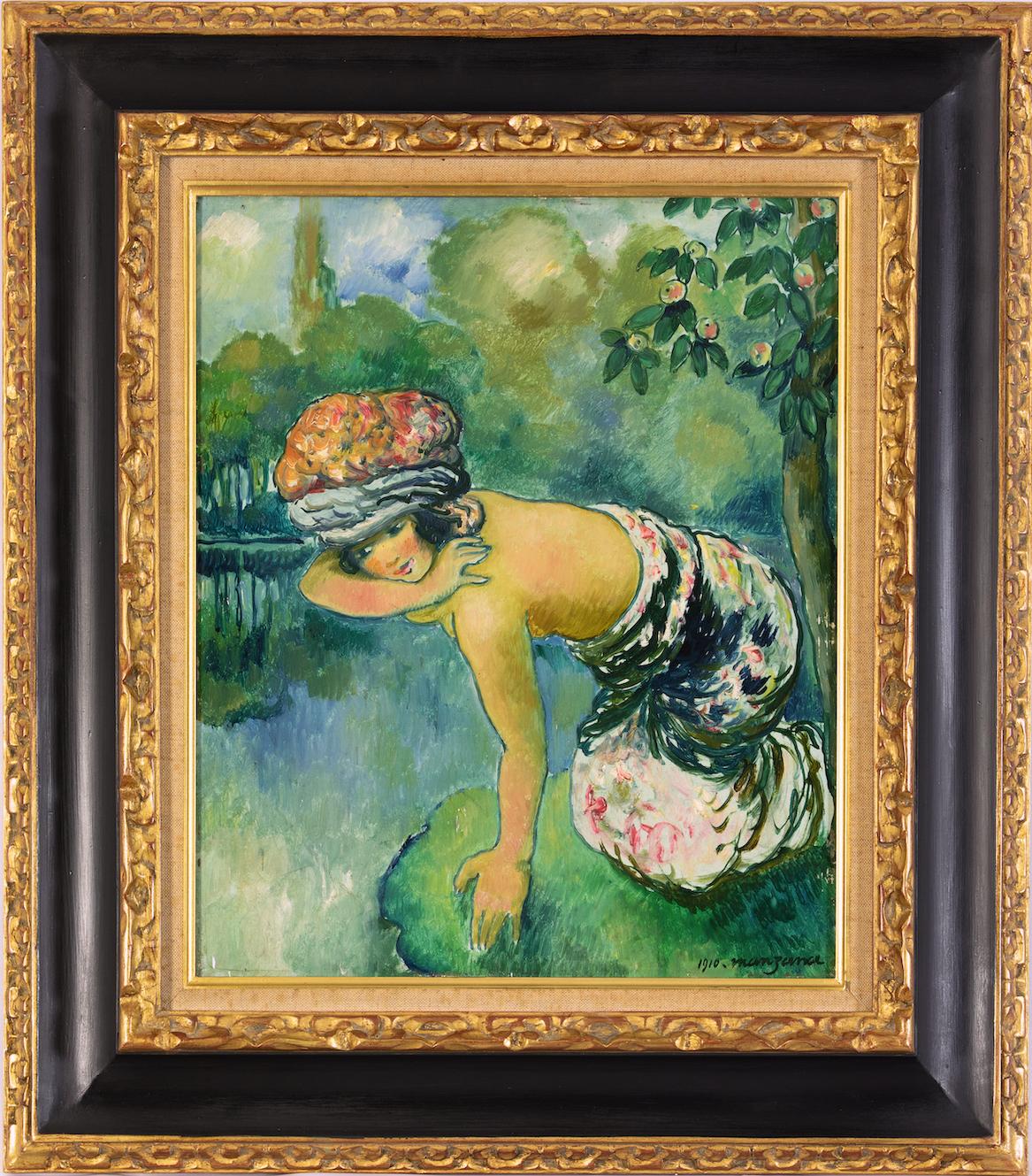 Jeune femme à la rivière by Georges Manzana Pissarro - Nude painting - Painting by Georges Henri Manzana Pissarro