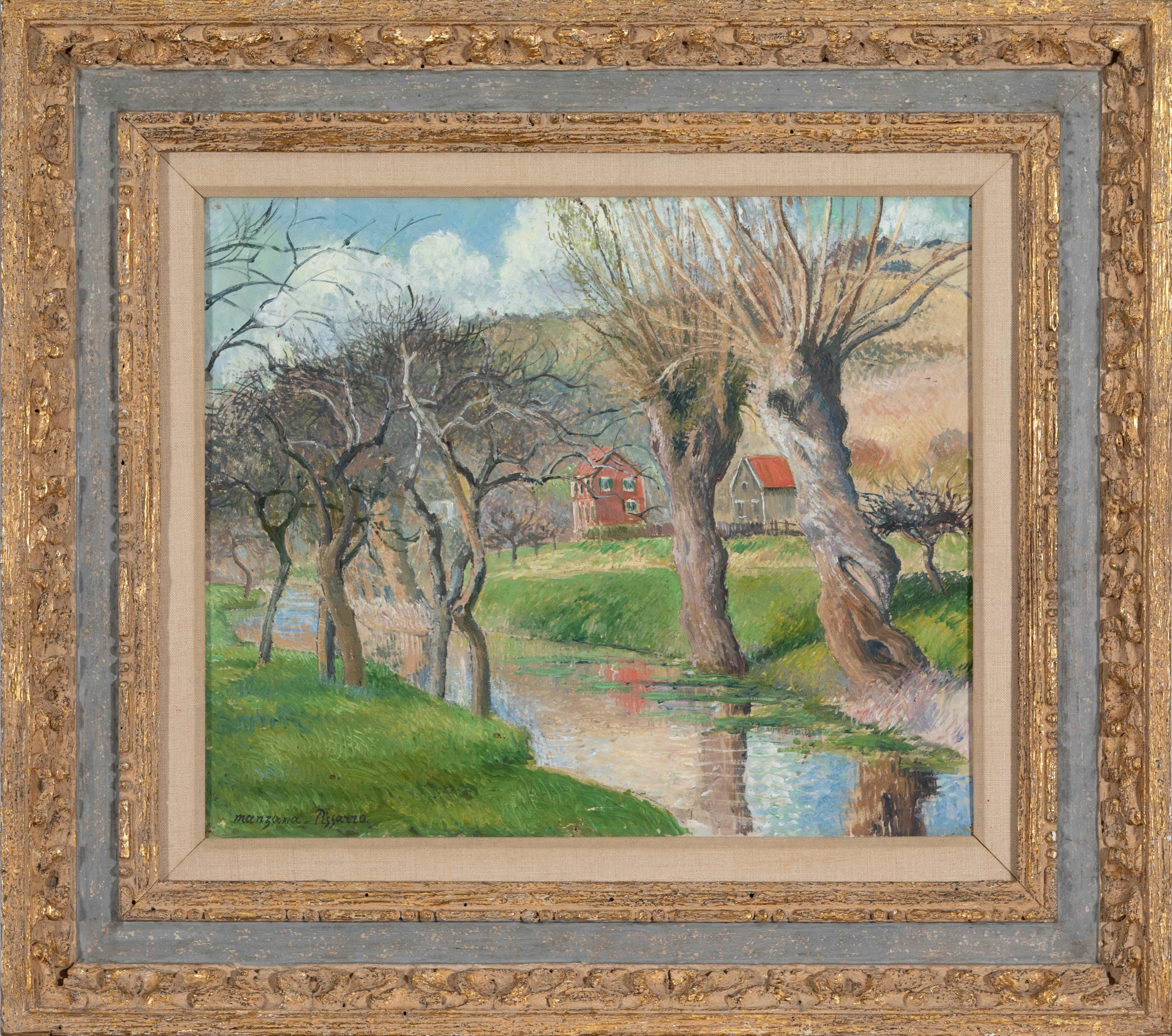 La Petite Rivière Vezillon by Georges Manzana Pissarro - River scene painting - Painting by Georges Henri Manzana Pissarro