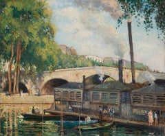 Les Bateaux Lavoir, Paris by Georges Manzana Pissarro - River scene