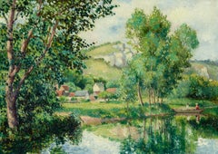 Les peupliers by Georges Manzana Pissarro - Landscape, oil painting