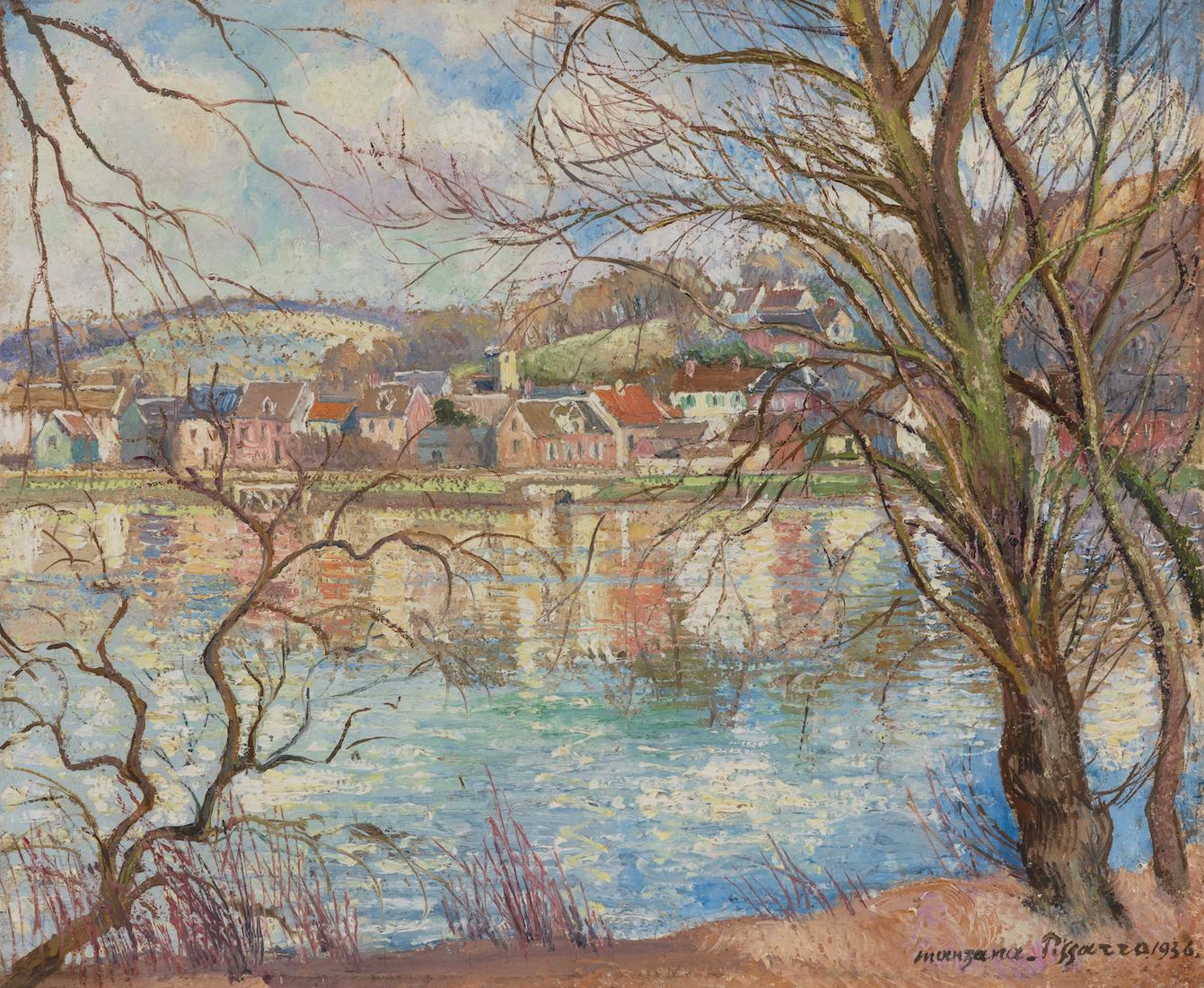 Les Reflets dans l'Eau by Georges Manzana Pissarro - River scene painting