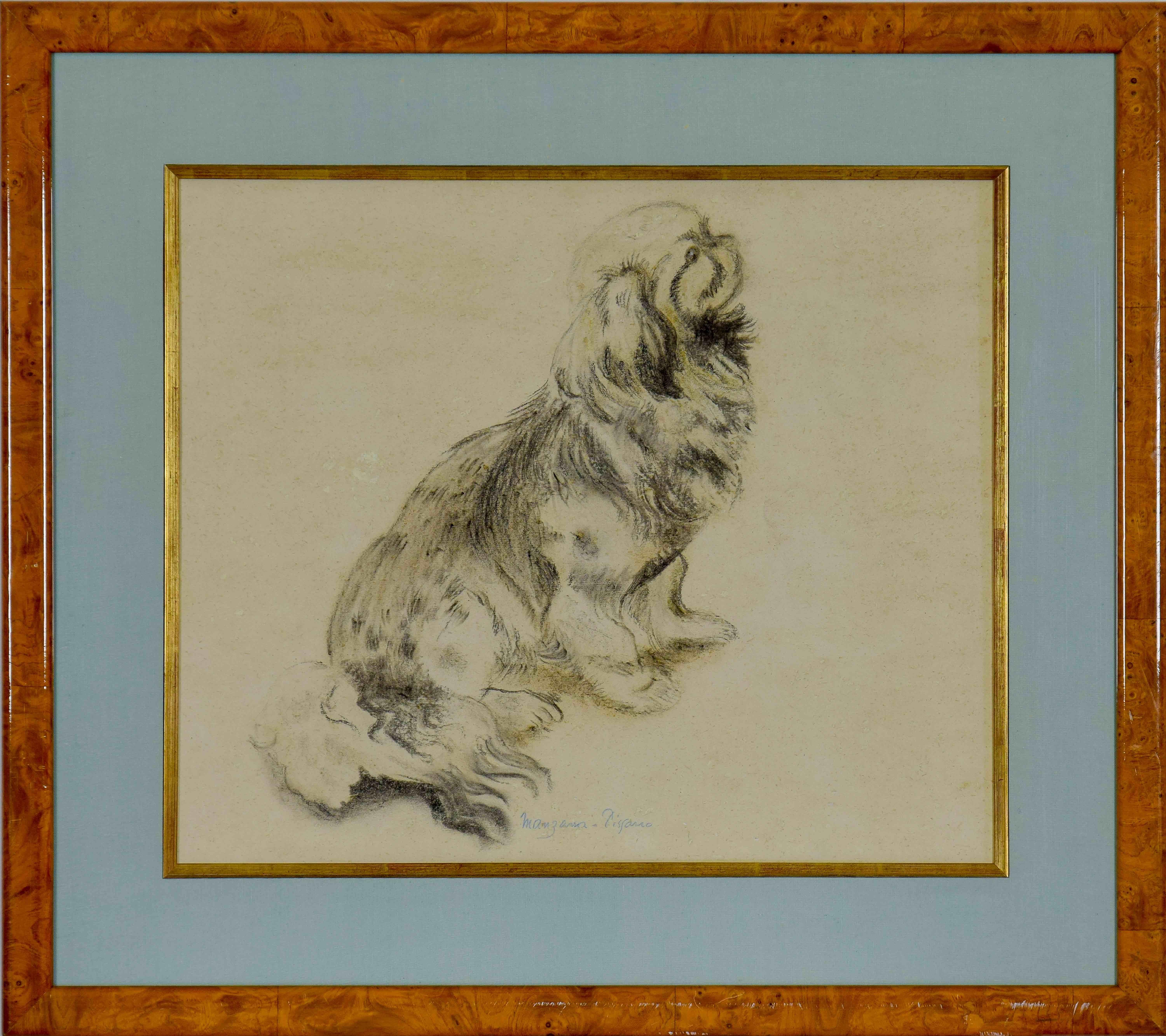 Pekinger (Le Pkinois), Zeichnung eines Hundes von Georges Manzana Pissarro – Painting von Georges Henri Manzana Pissarro