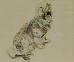 Antique The Pekingese (Le Pékinois), drawing of a dog by Georges Manzana Pissarro
