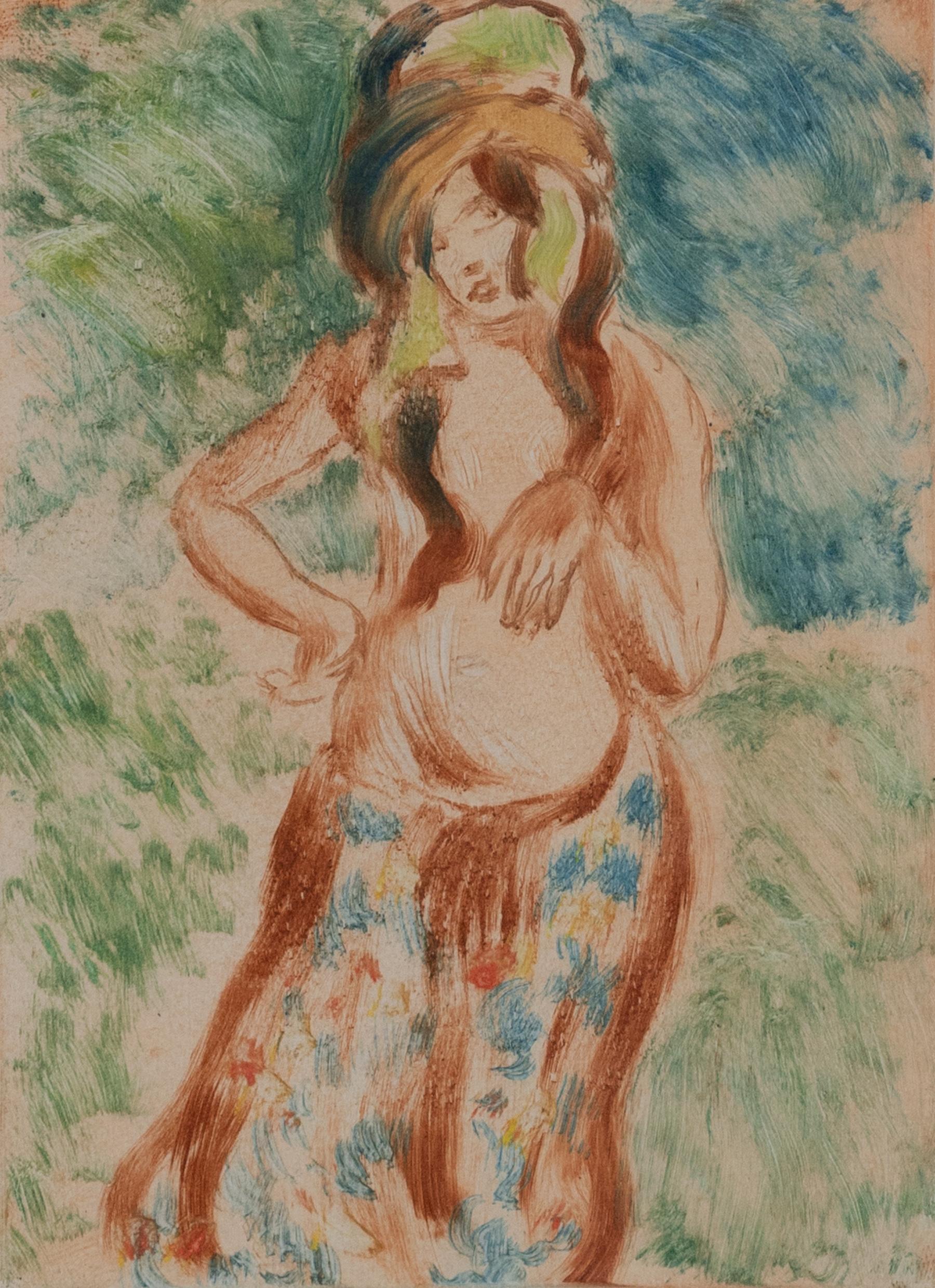 Georges Henri Manzana Pissarro Figurative Print - La Femme Arabe by Georges Manzana Pissarro - Monotype