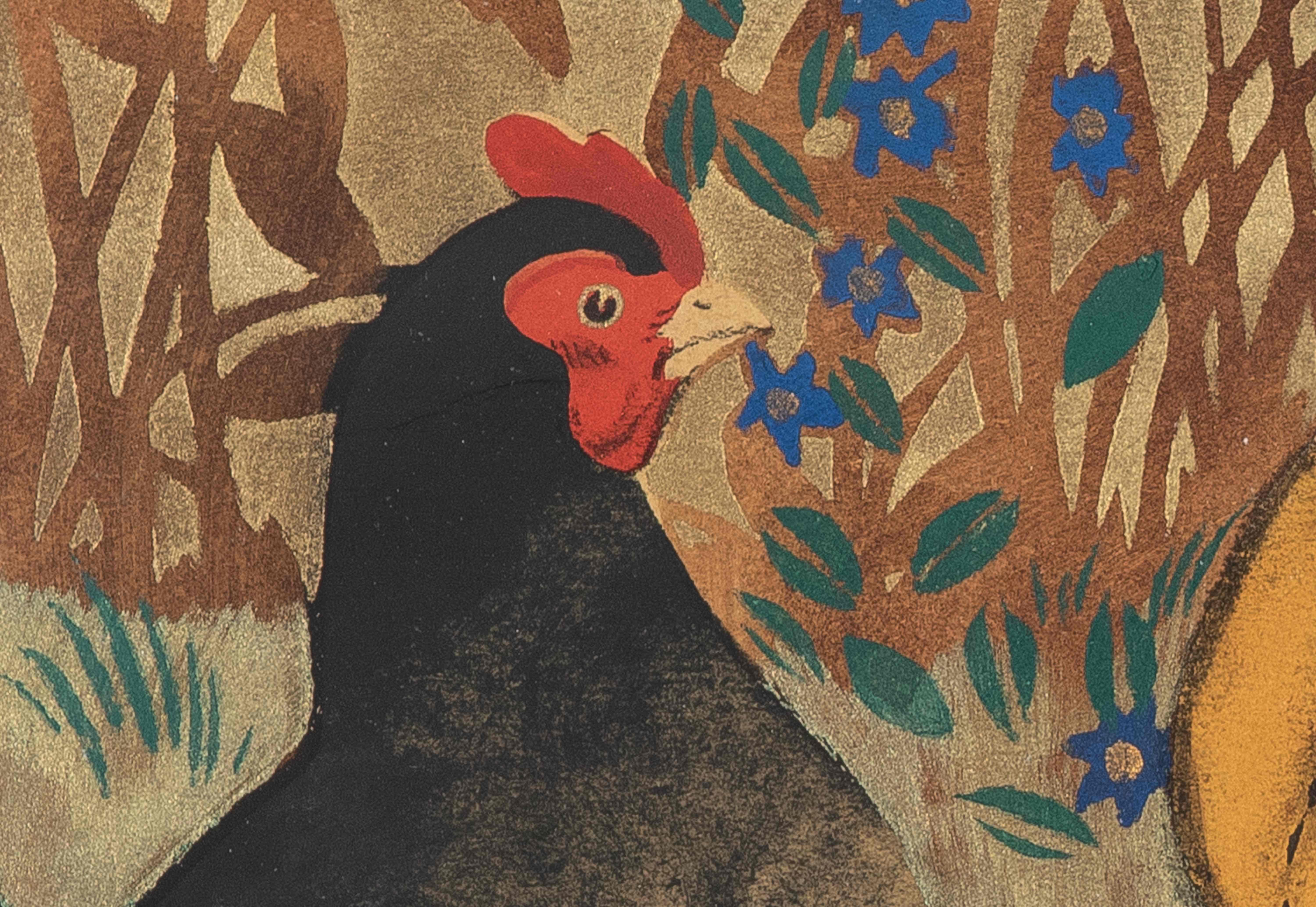 Les poules von Georges Manzana Pissarro – Schablone mit Bleistift im Angebot 1