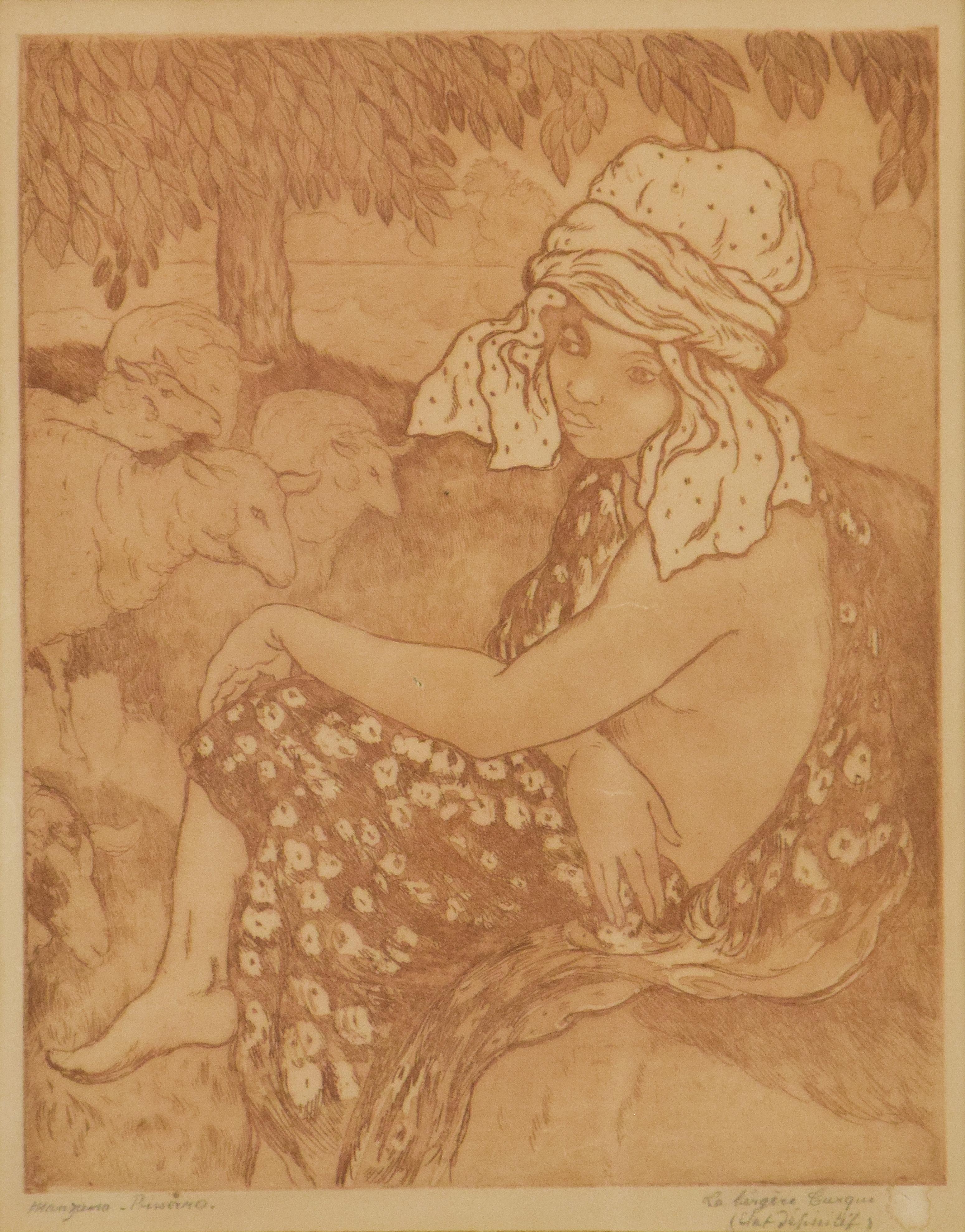 Druck von Georges Manzana Pissarro „La Bergre Turque“ (Die türkische Hirtenschwesterin)