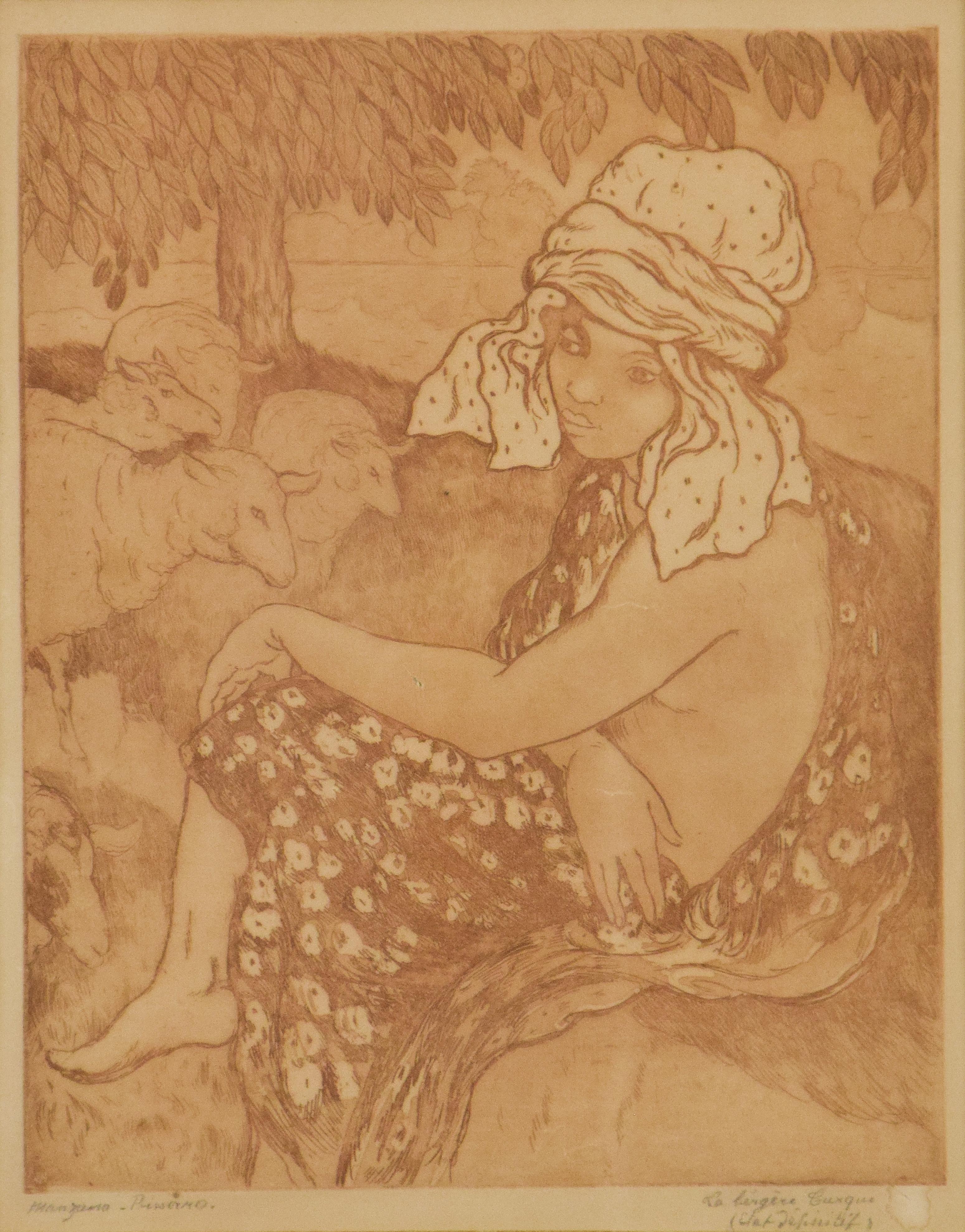 Georges Henri Manzana Pissarro Animal Print – Druck von Georges Manzana Pissarro „La Bergre Turque“ (Die türkische Hirtenschwesterin)