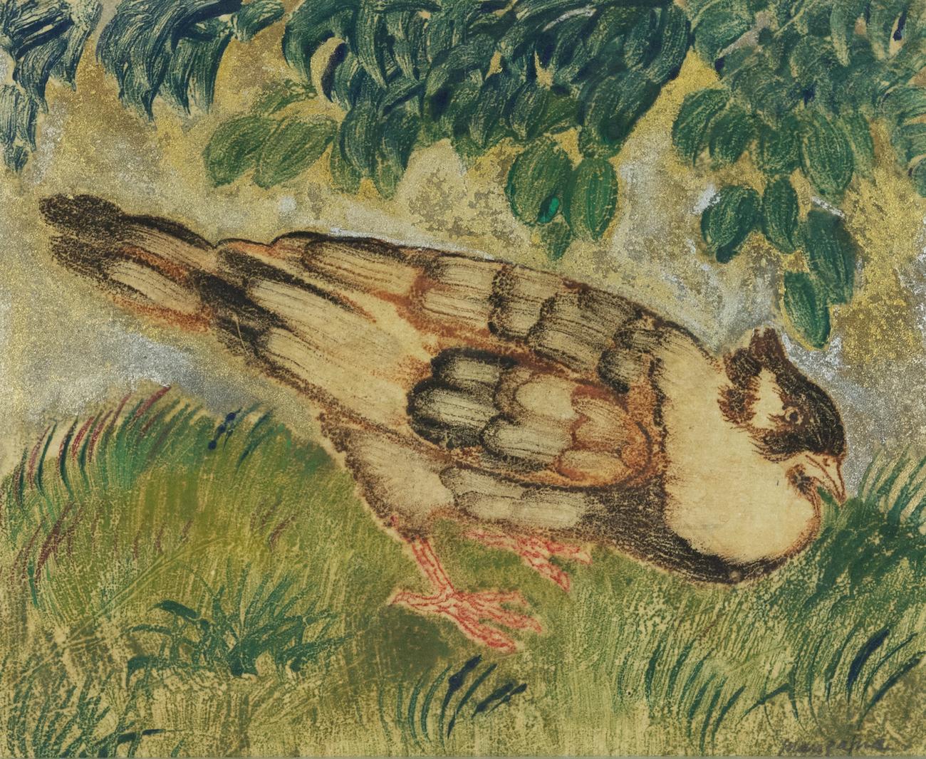 Procede von Georges Manzana Pissarro – Monotypie eines Vogels, Tier