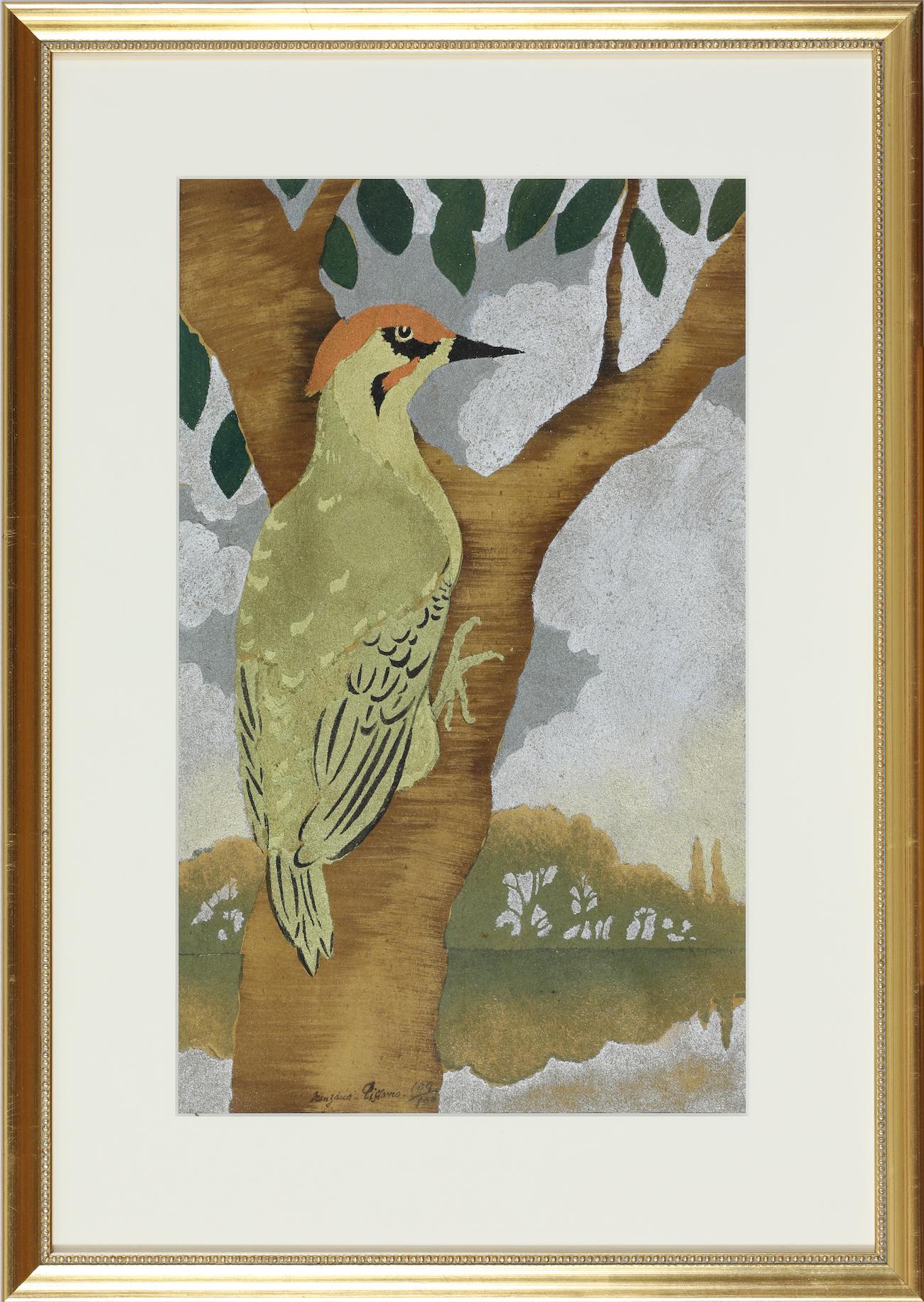 The Green Woodpecker von Georges Manzana Pissarro – Tierschablone – Print von Georges Henri Manzana Pissarro