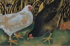 Antique Three Hens by Georges Manzana Pissarro - Animal stencil