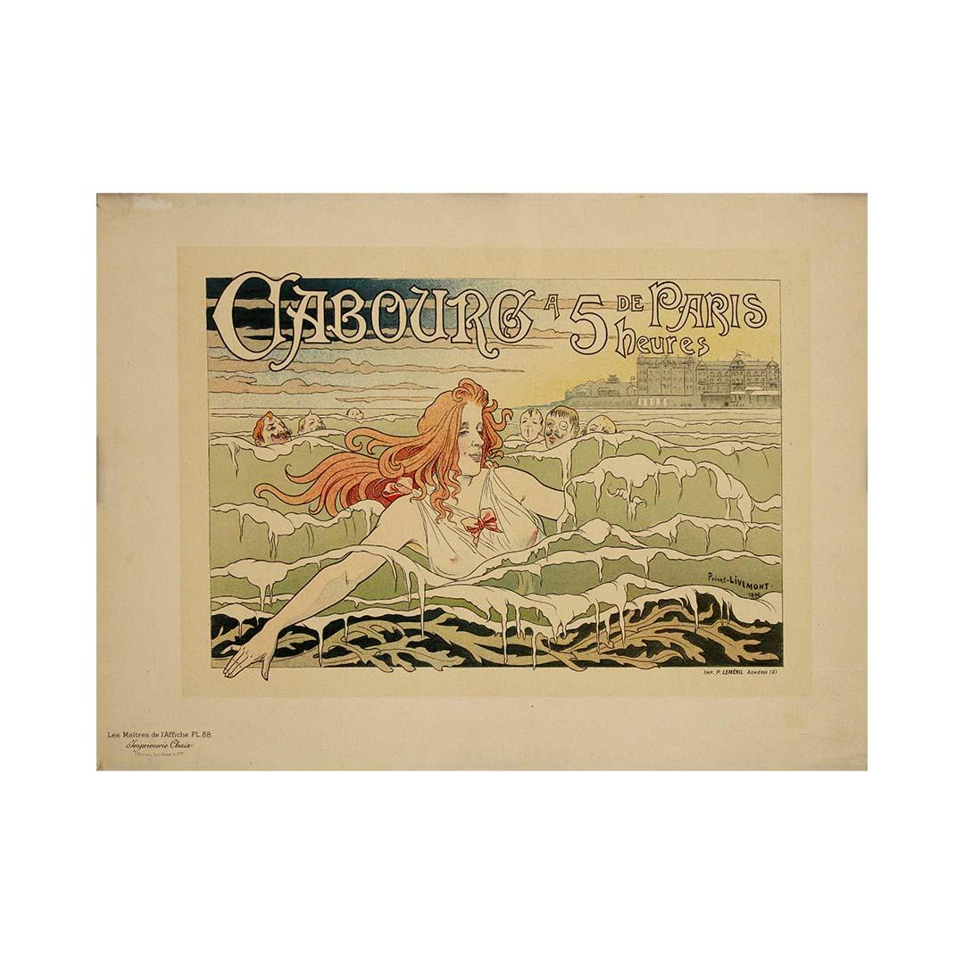 Poster originale del 1896 Cabourg à 5 heures de Paris di Privat-Livemont in vendita 2