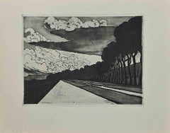 Vintage Landscape -Original Etching by George-Henri Tribout - Early 20th Century