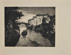 Vue de la rivière - eau-forte de George-Henri Tribout - début du 20e siècle