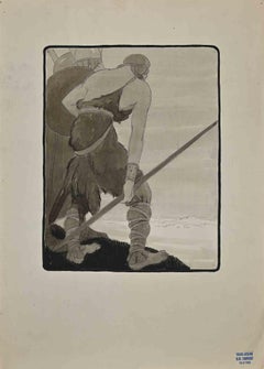 Viking  -Gravure originale de George-Henri Tribout - Années 1940