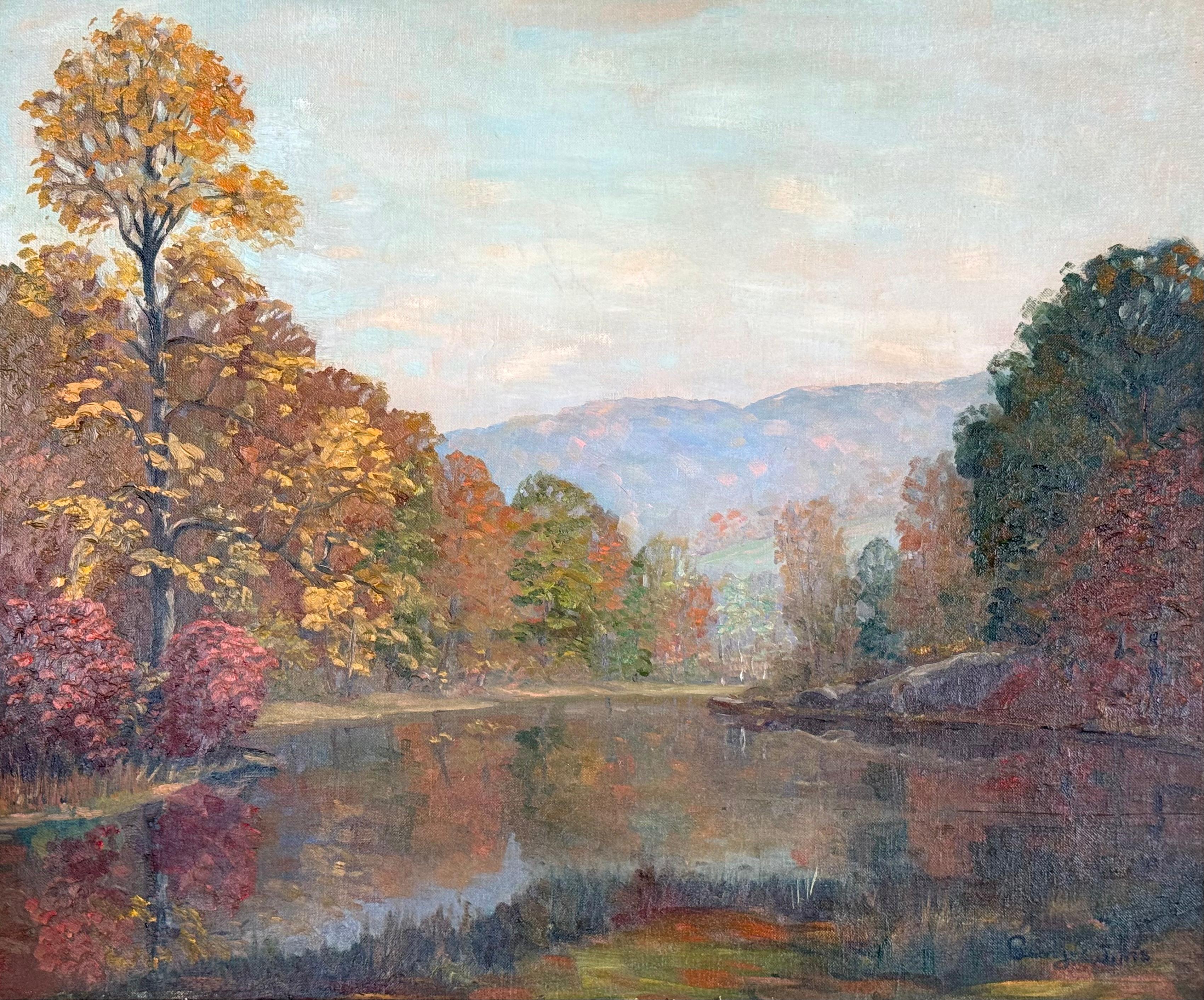 Georges J. His Landscape Painting - Autumn Reflections”