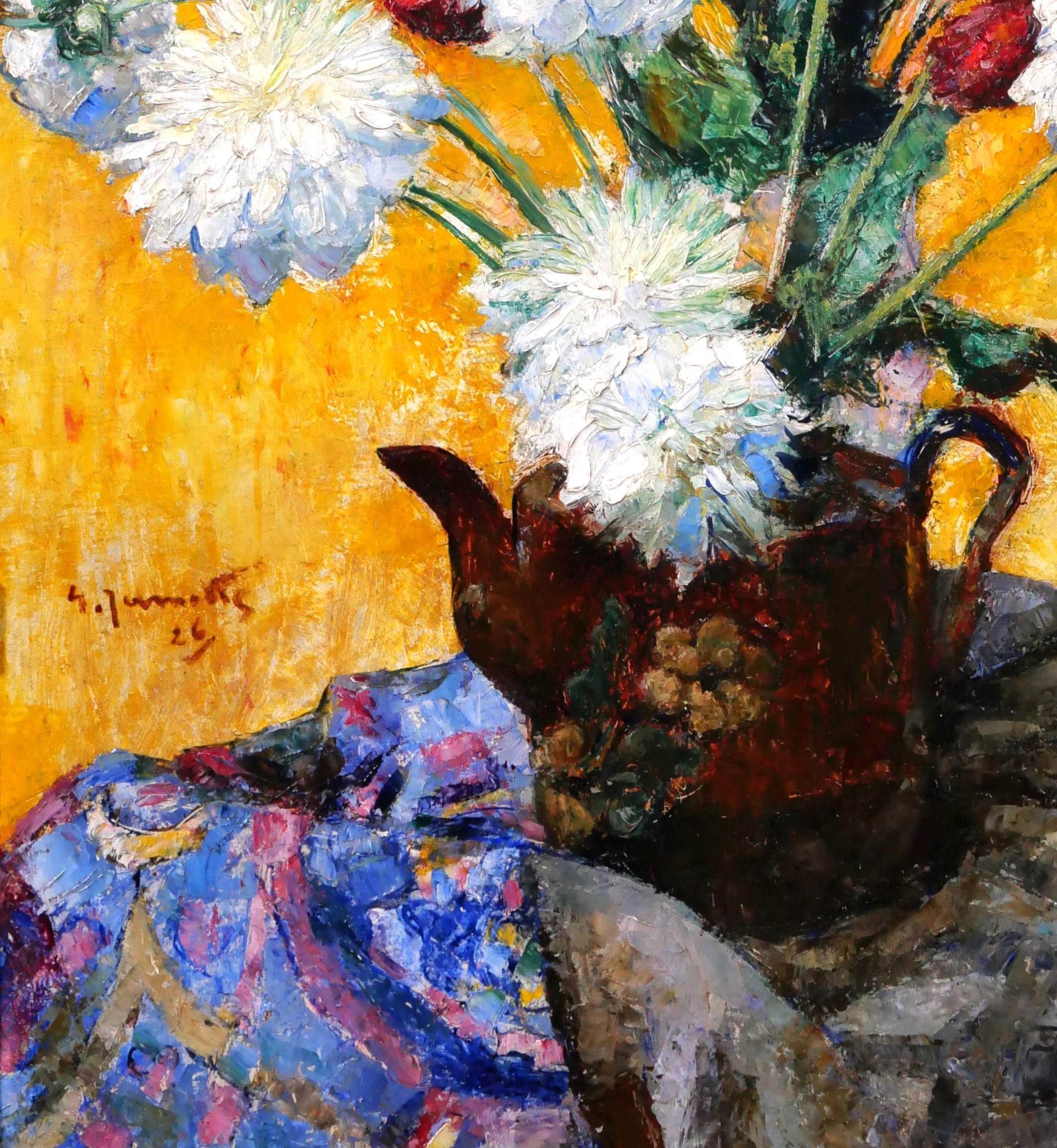 Bouquet of flowers painting Art Deco still life Belgium 5