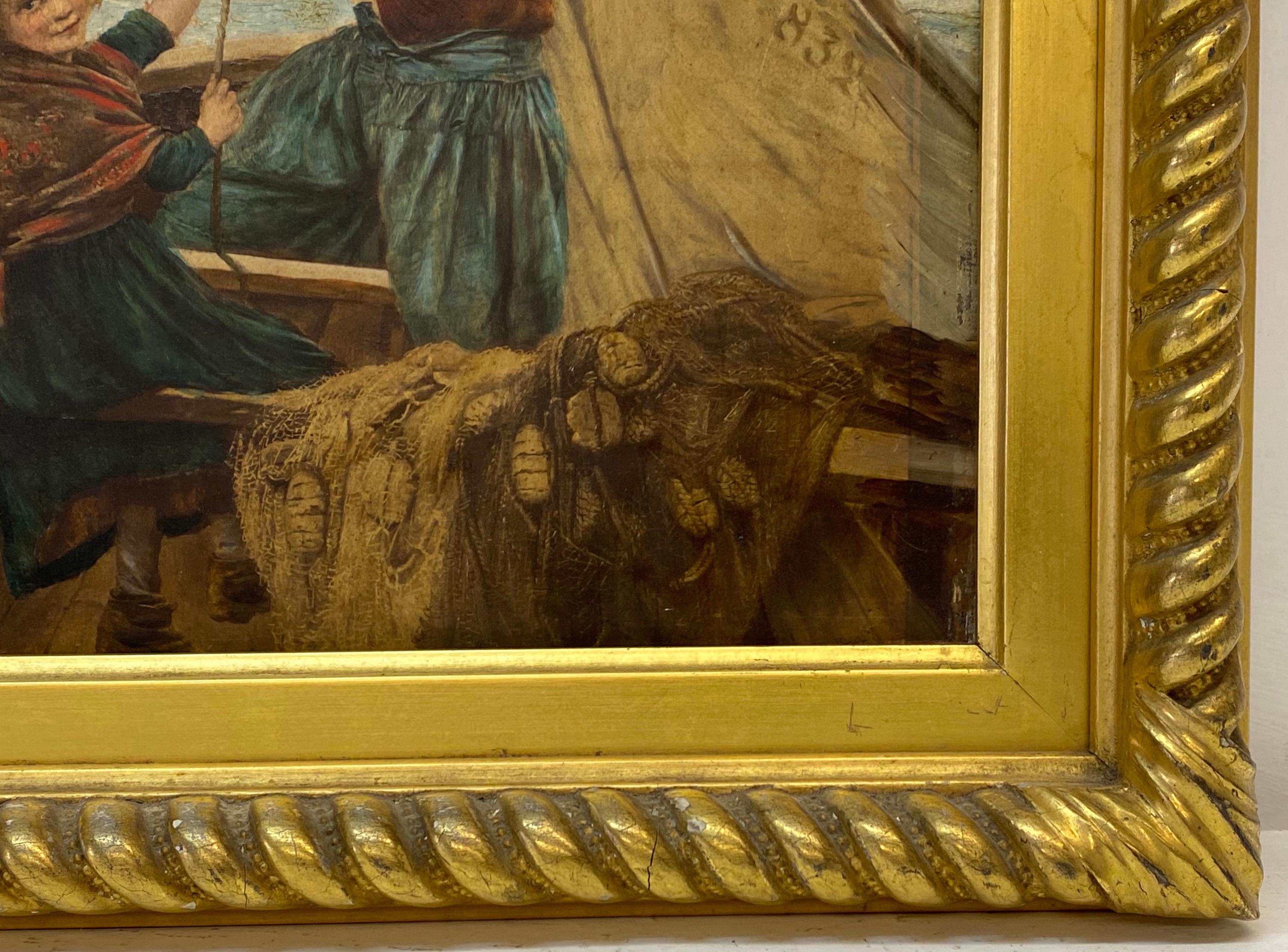 « Fishermans Daughter », peinture à l'huile originale de Georges Jean Marie Haquette, 19e siècle  3