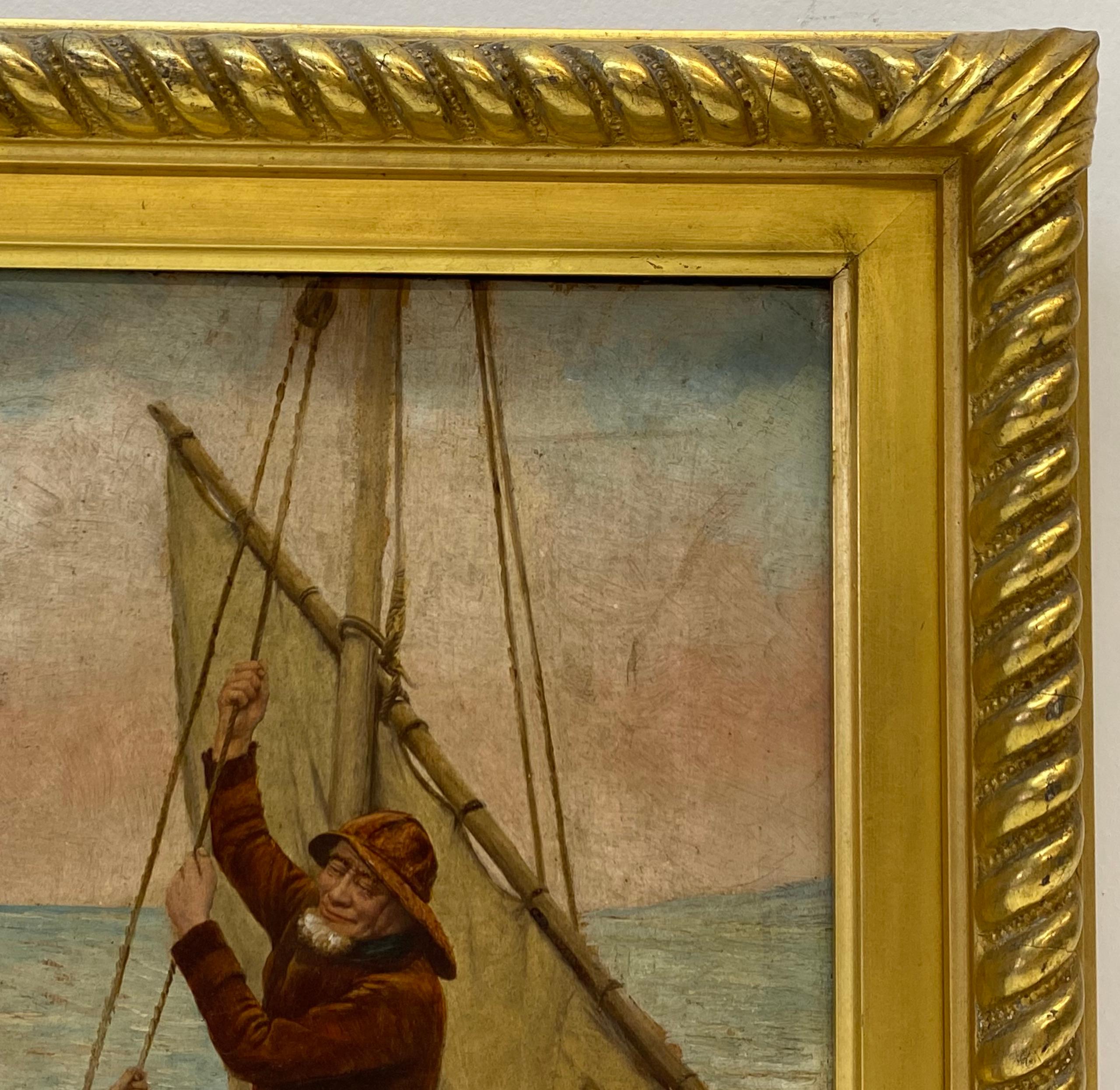 « Fishermans Daughter », peinture à l'huile originale de Georges Jean Marie Haquette, 19e siècle  5