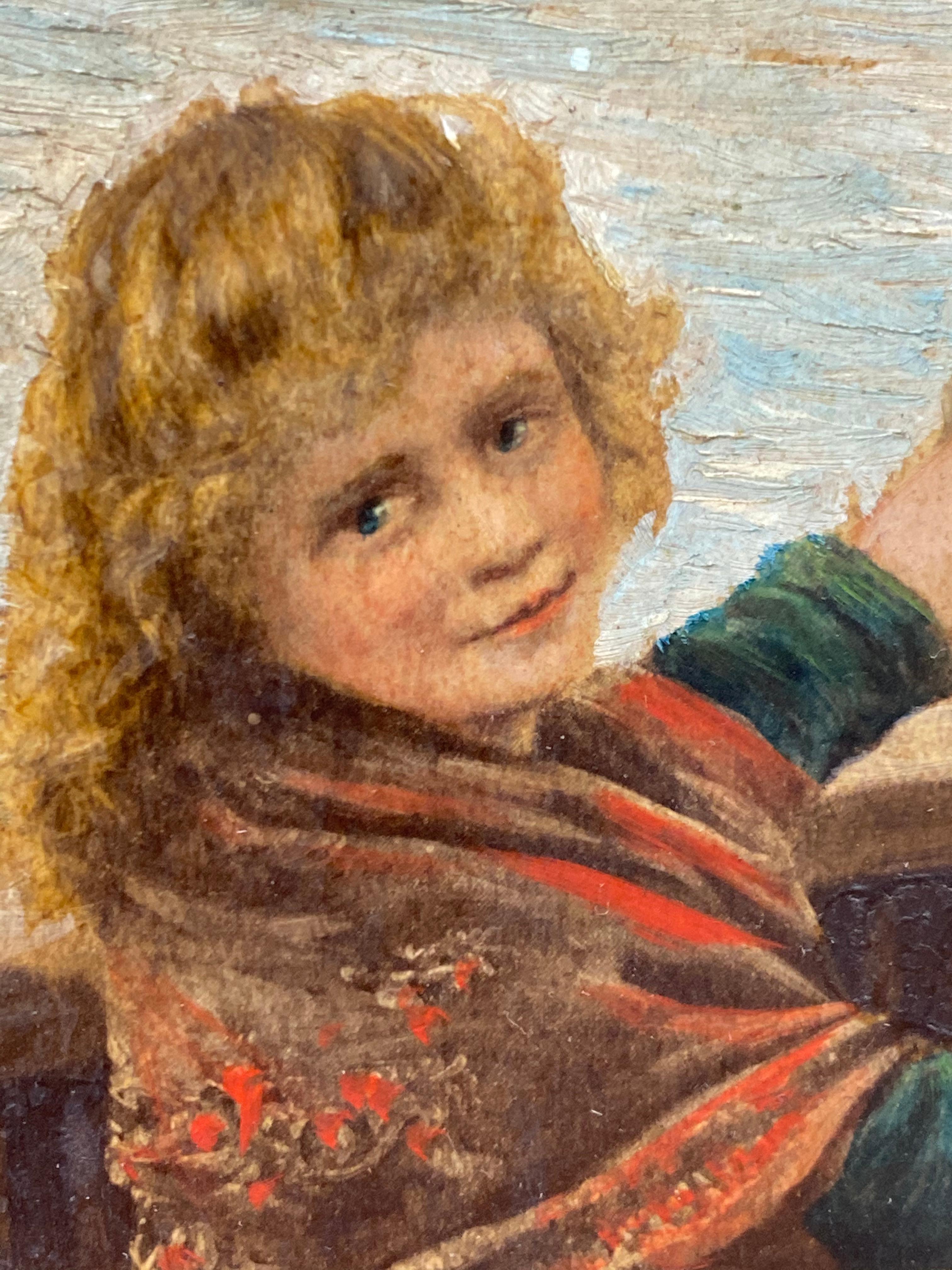 « Fishermans Daughter », peinture à l'huile originale de Georges Jean Marie Haquette, 19e siècle  8