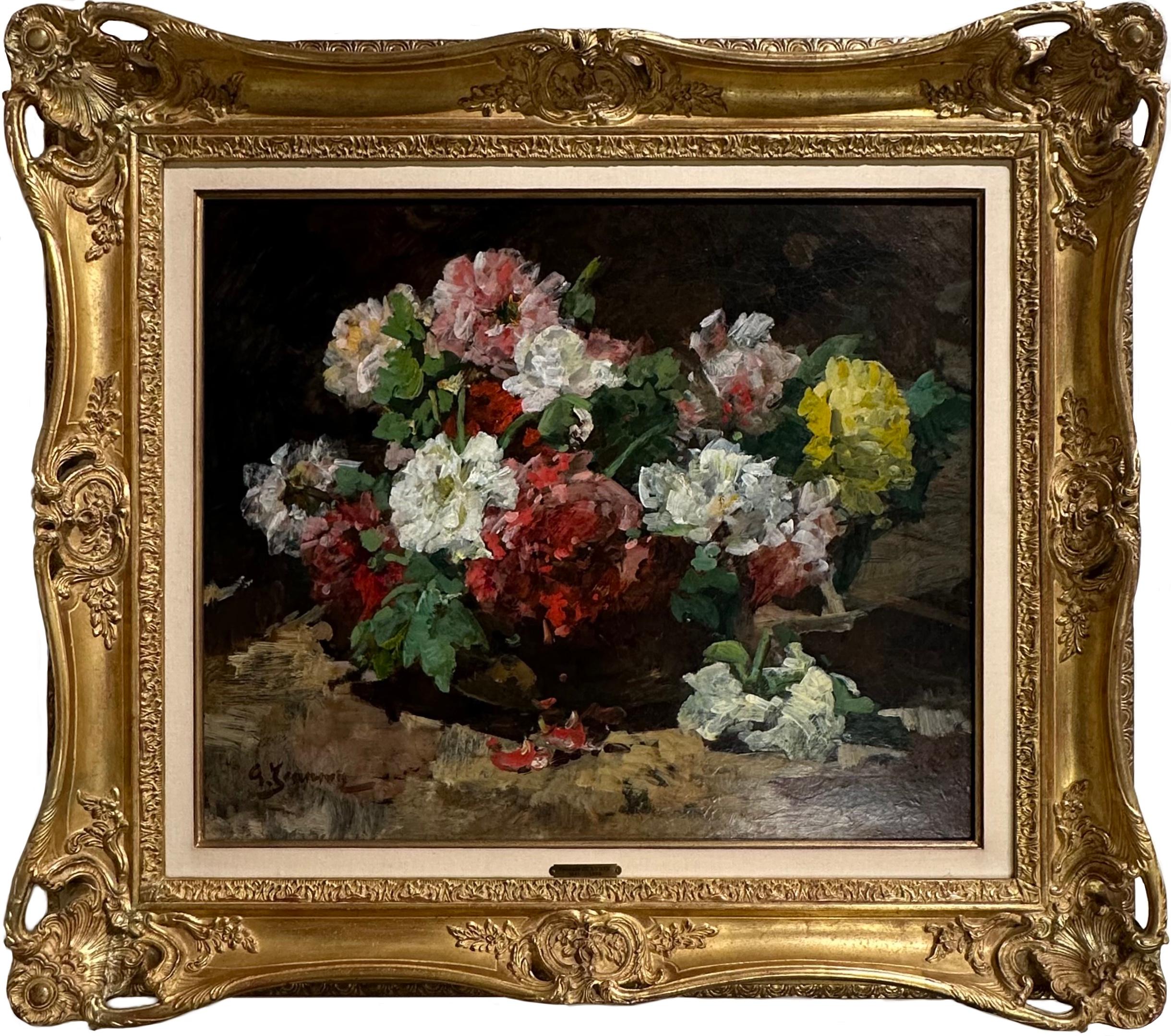 Una natura morta con fiori - Painting di Georges Jeannin