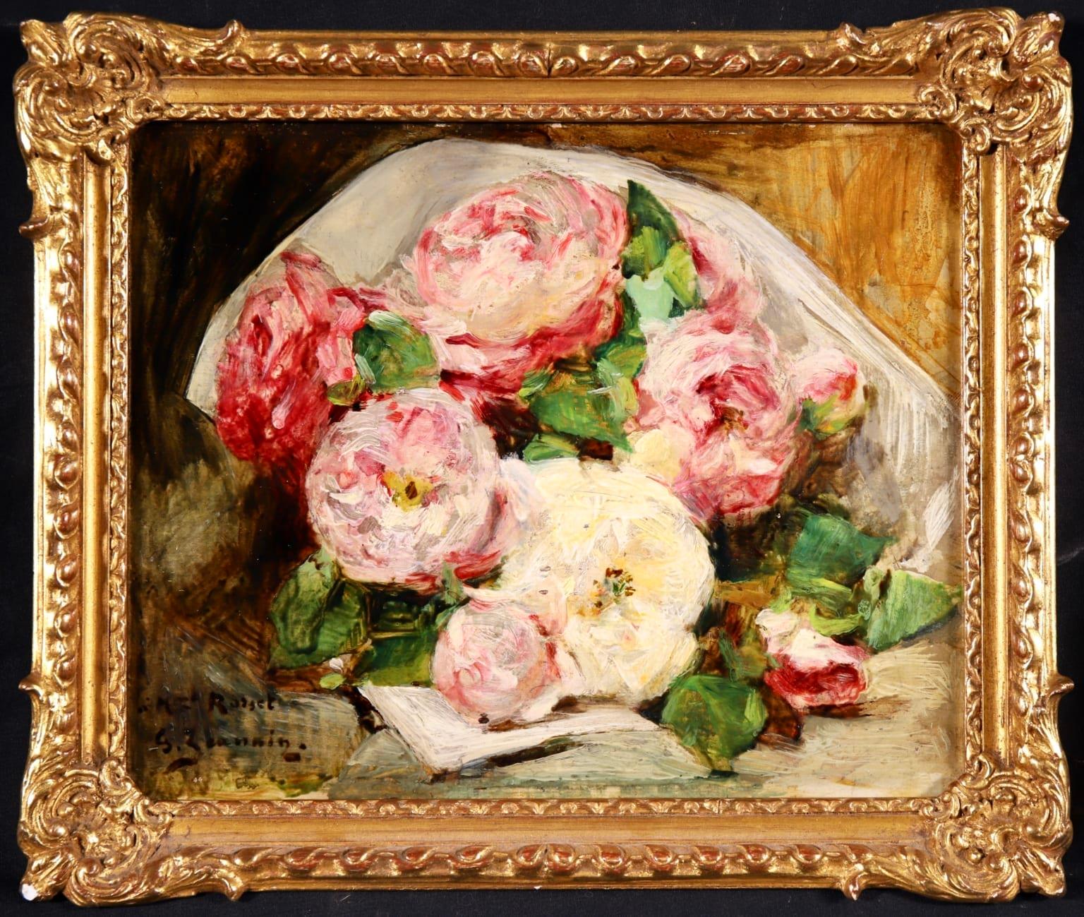 Bouquet des Roses - Impressionist Oil, Still Life of Flowers by Georges Jeannin 1