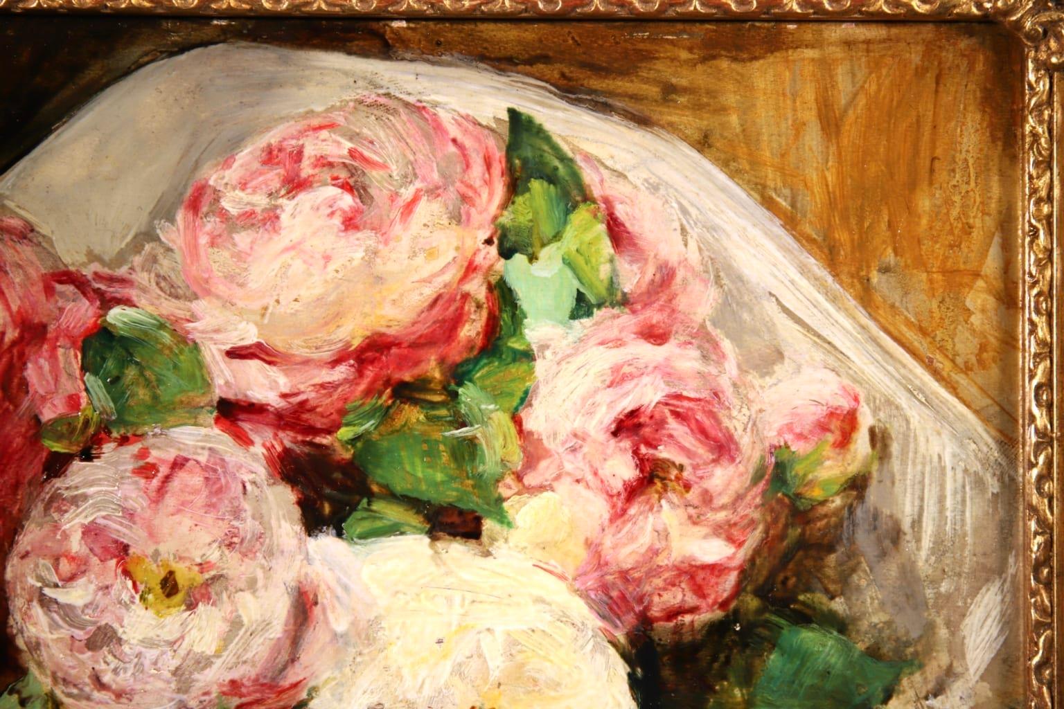 Bouquet des Roses - Impressionist Oil, Still Life of Flowers by Georges Jeannin 2