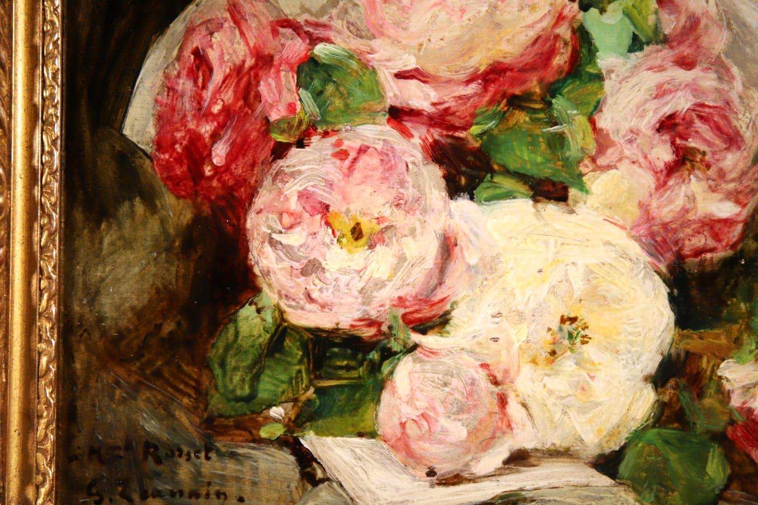 Bouquet des Roses - Impressionist Oil, Still Life of Flowers by Georges Jeannin 4