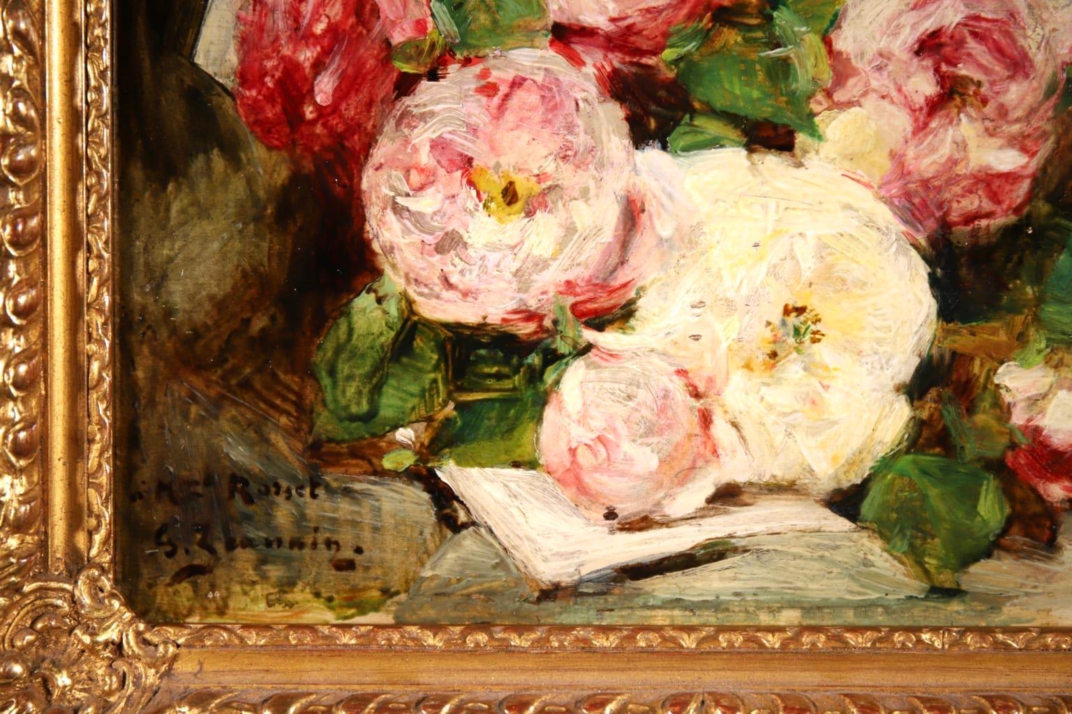 Bouquet des Roses - Impressionist Oil, Still Life of Flowers by Georges Jeannin 5