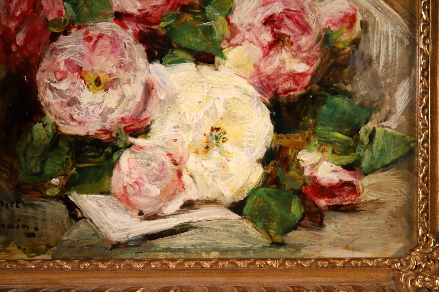 Bouquet des Roses - Impressionist Oil, Still Life of Flowers by Georges Jeannin 6