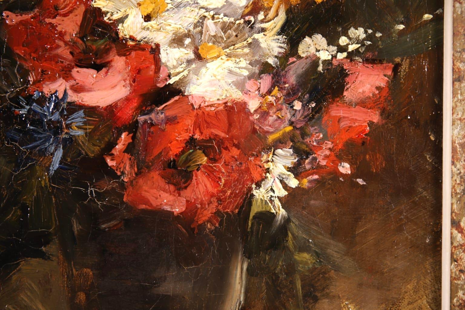 Fleurs dans un Vase - Impressionist Oil, Still Life of Flowers - Georges Jeannin 4