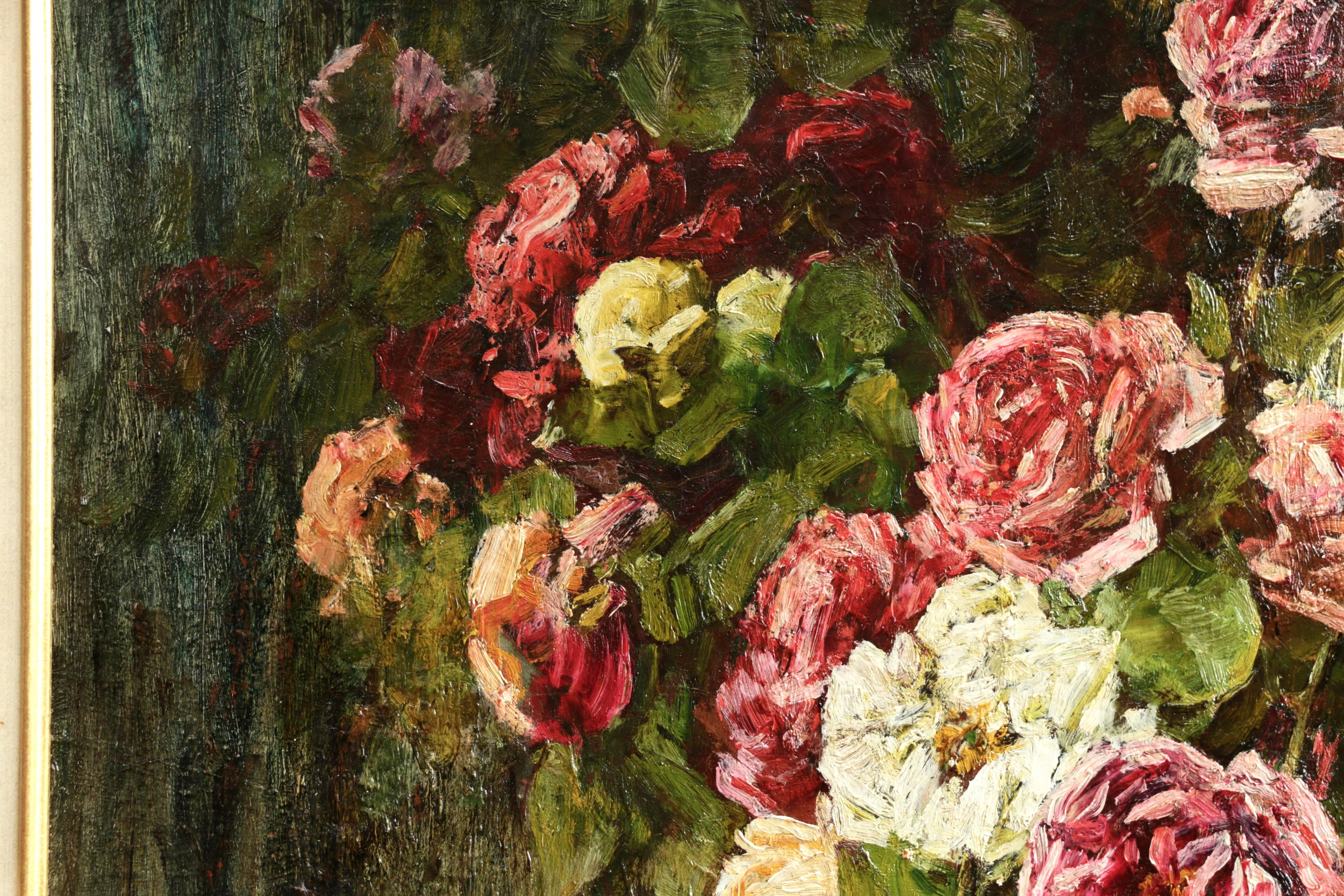 Roses - Black Still-Life Painting by Georges Jeannin