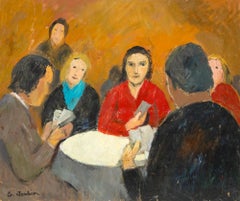 Georges Joubin (1888-1983) - Huile du milieu du XXe siècle, Jeu de cartes