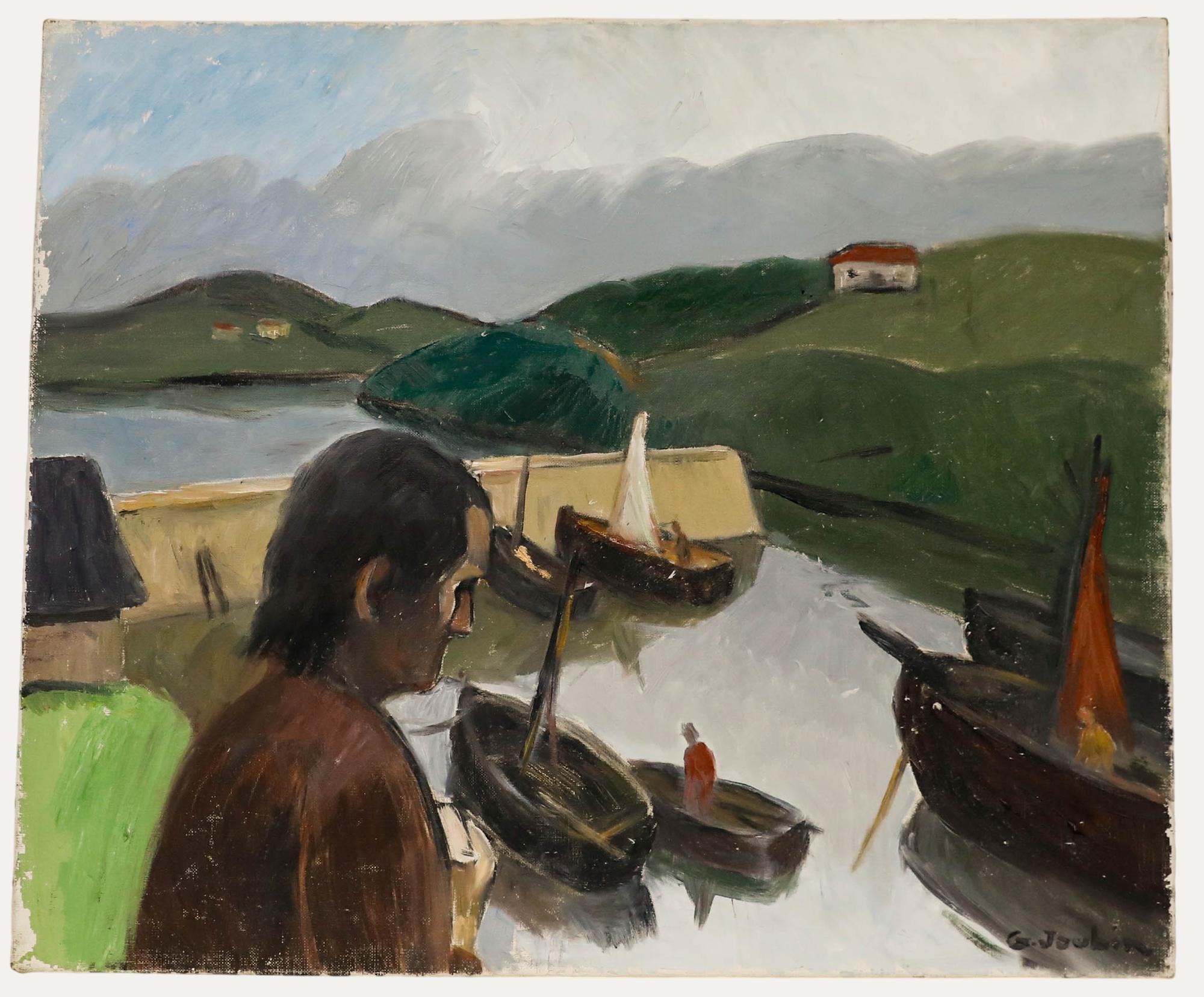 Georges Joubin (1888-1983) - Mitte 20. Jahrhundert Öl, Am Hafen