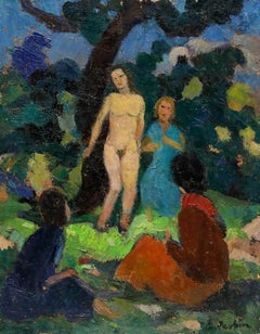 Georges Joubin (1888-1983) - Mid 20th Century Oil, Standing Nude in Garden