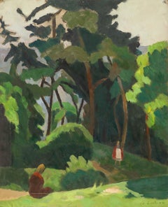 Georges Joubin (1888-1983) - Huile du milieu du 20e siècle, Un Coin de Jardin au Guichet